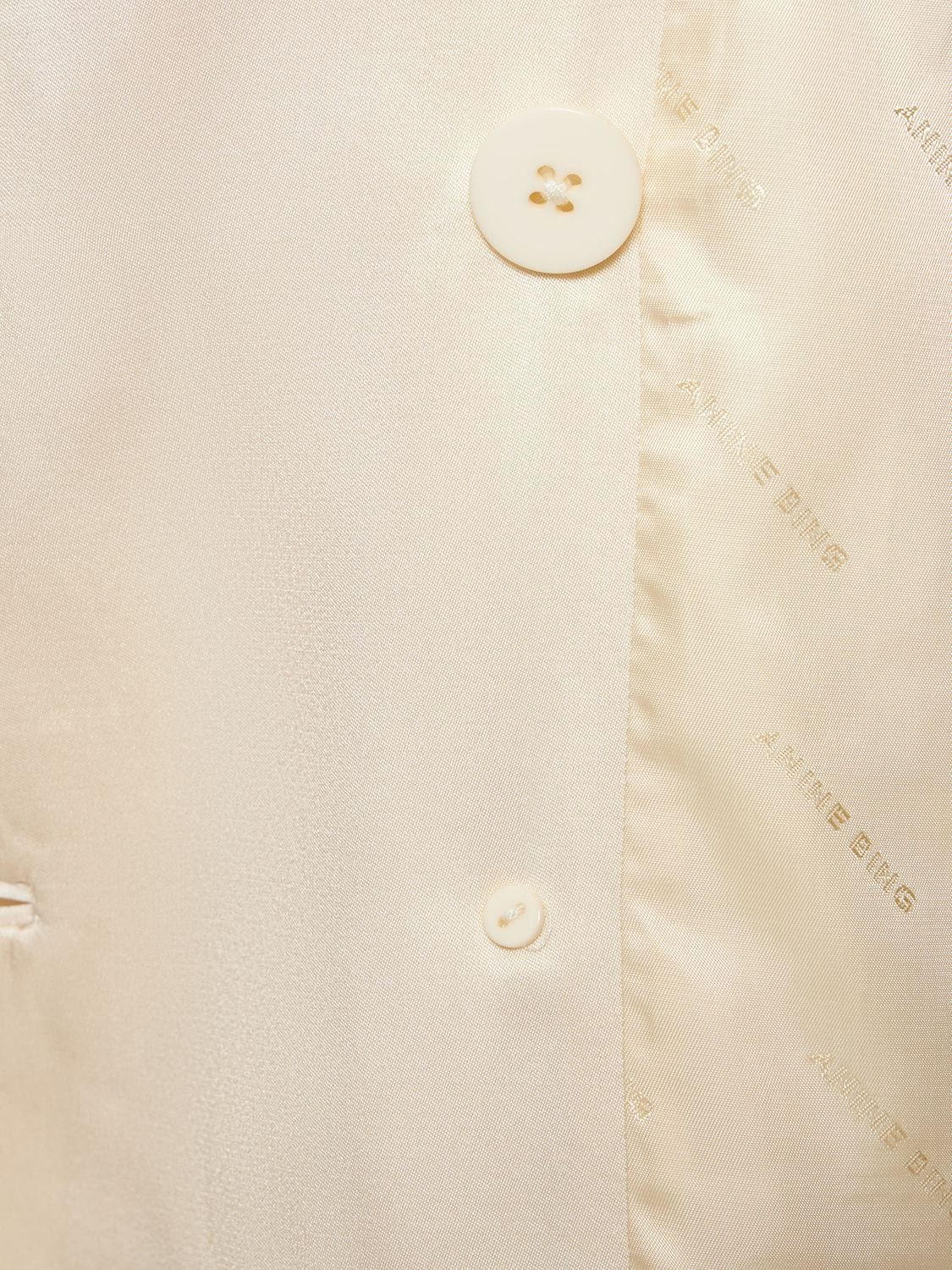 Anine Bing Donne Double-breasted Silk-satin Blazer In White