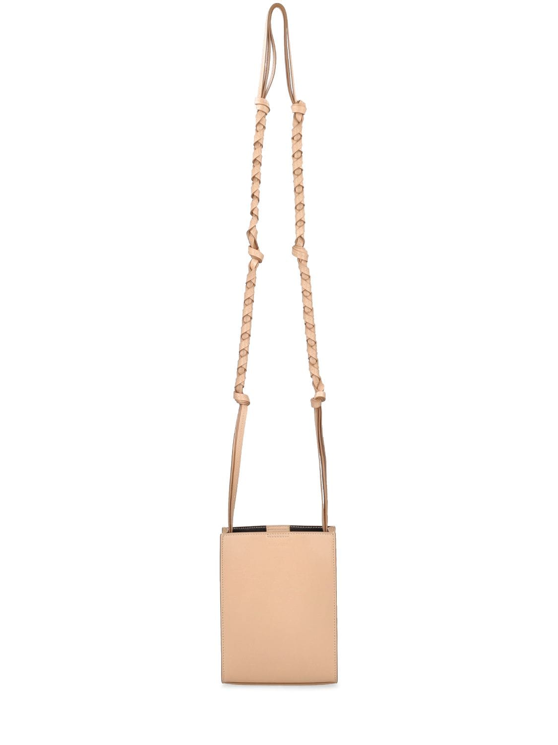 Shop Jil Sander Small Tangle Leather Bag In Rose Gold