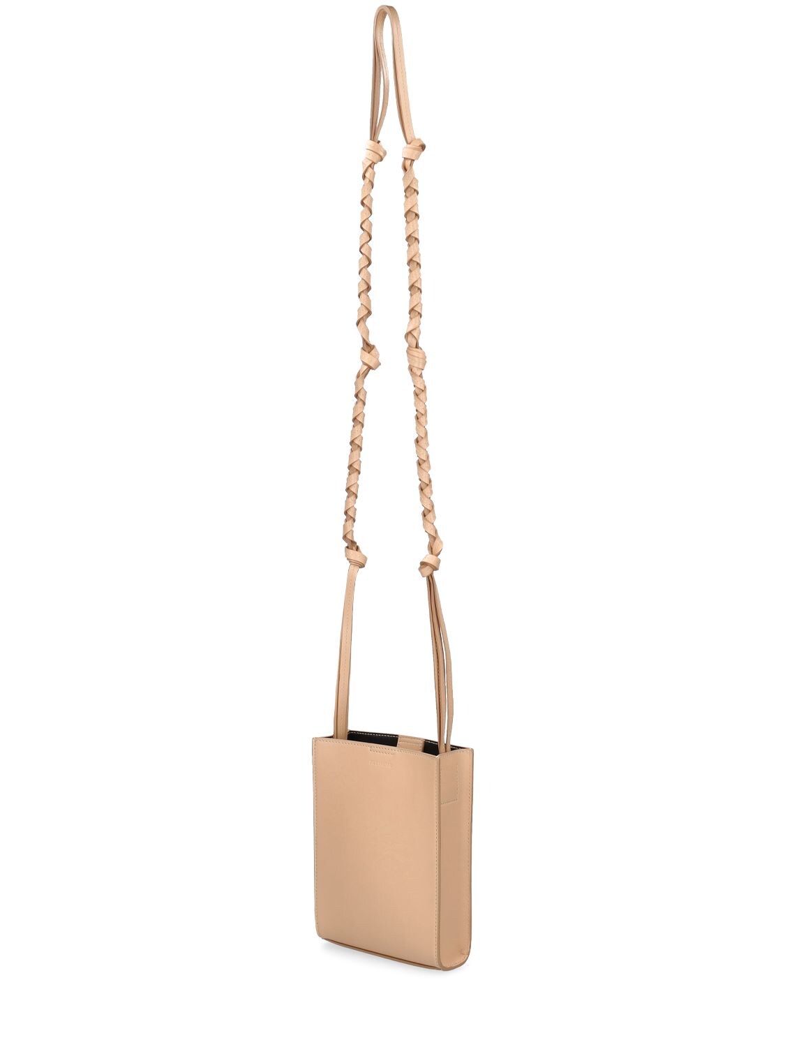 Shop Jil Sander Small Tangle Leather Bag In Rose Gold