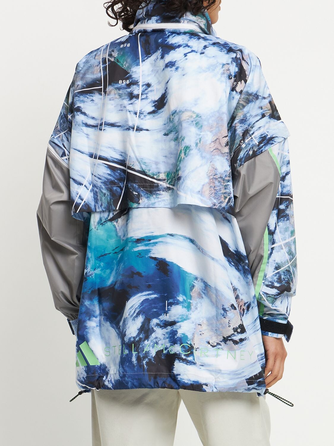 Adidas By Stella Mccartney Truenature Hover Float Print Packable Jacket In Whitemultcodovgry