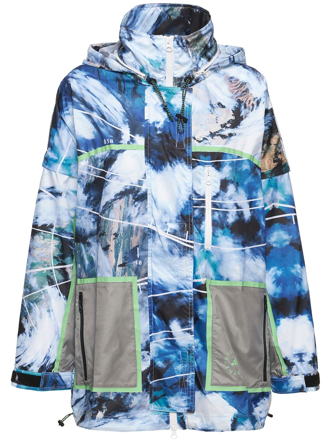 Adidas By Stella Mccartney Truenature Hover Float Print Packable Jacket In Whitemultcodovgry