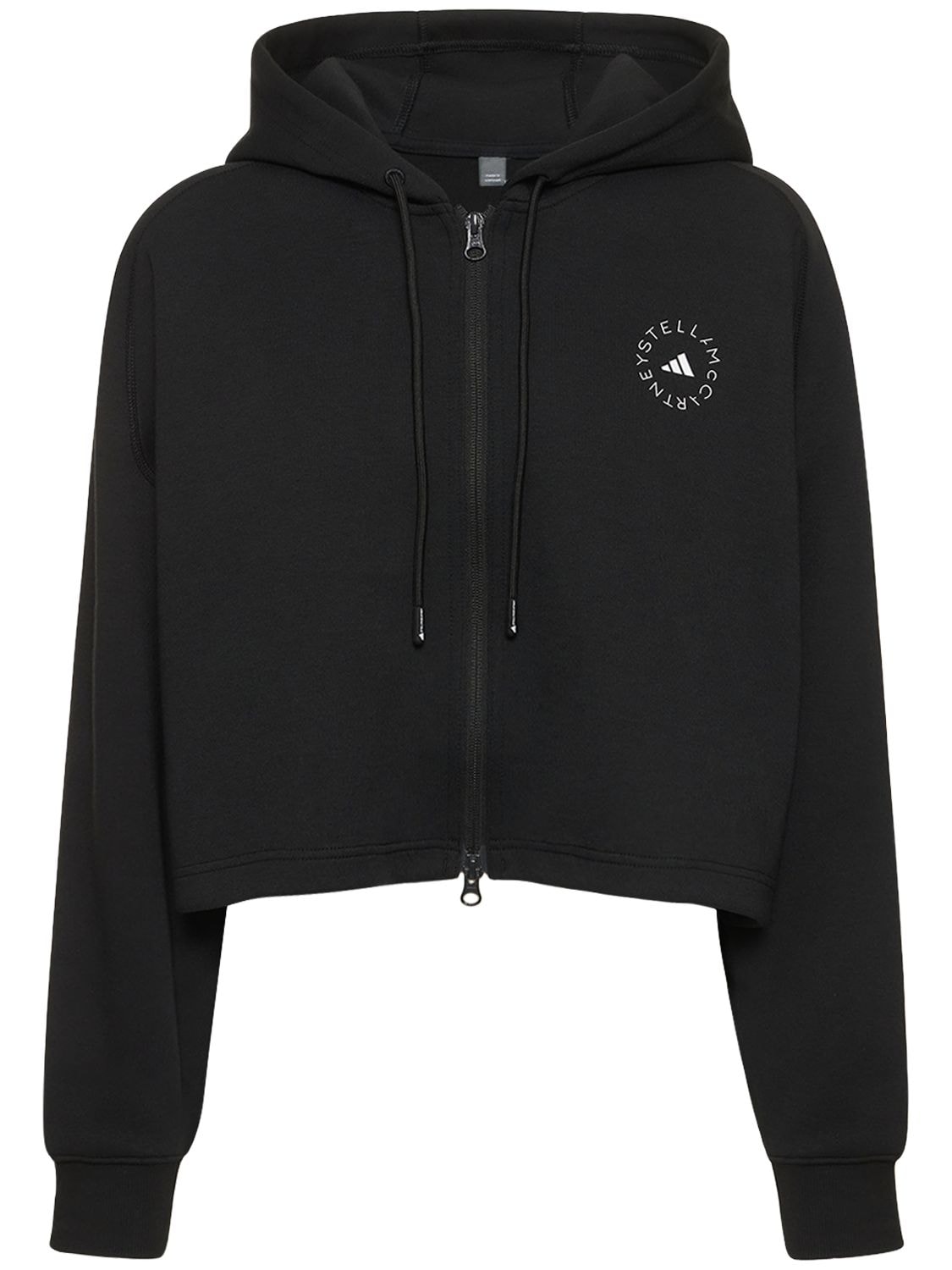 Shop Adidas By Stella Mccartney Asmc Sportswear Cropped Hoodie In Black