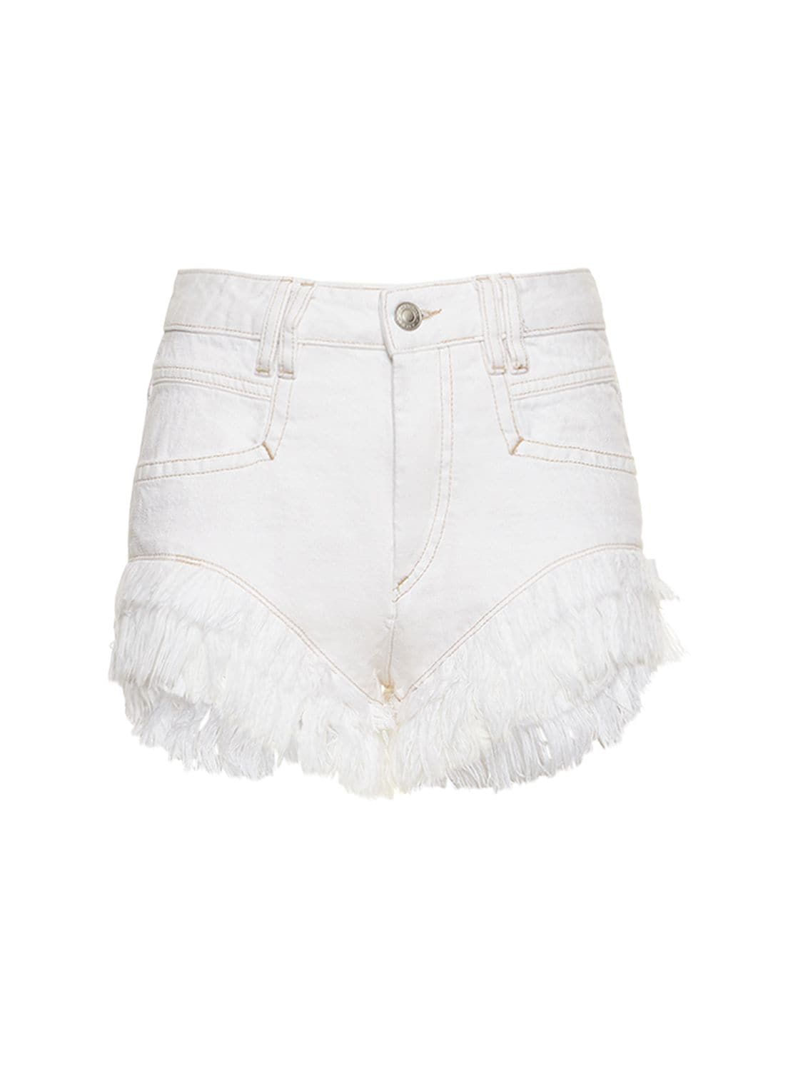 Isabel Marant Étoile Eneidao Frayed Denim Shorts In White