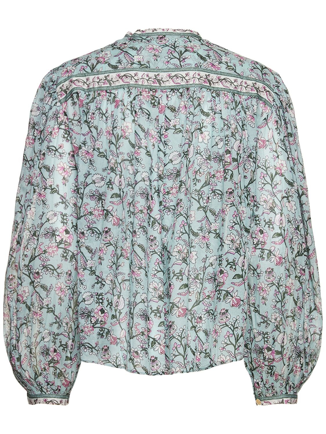 Shop Isabel Marant Étoile Salika Printed Cotton Shirt In Green,beige