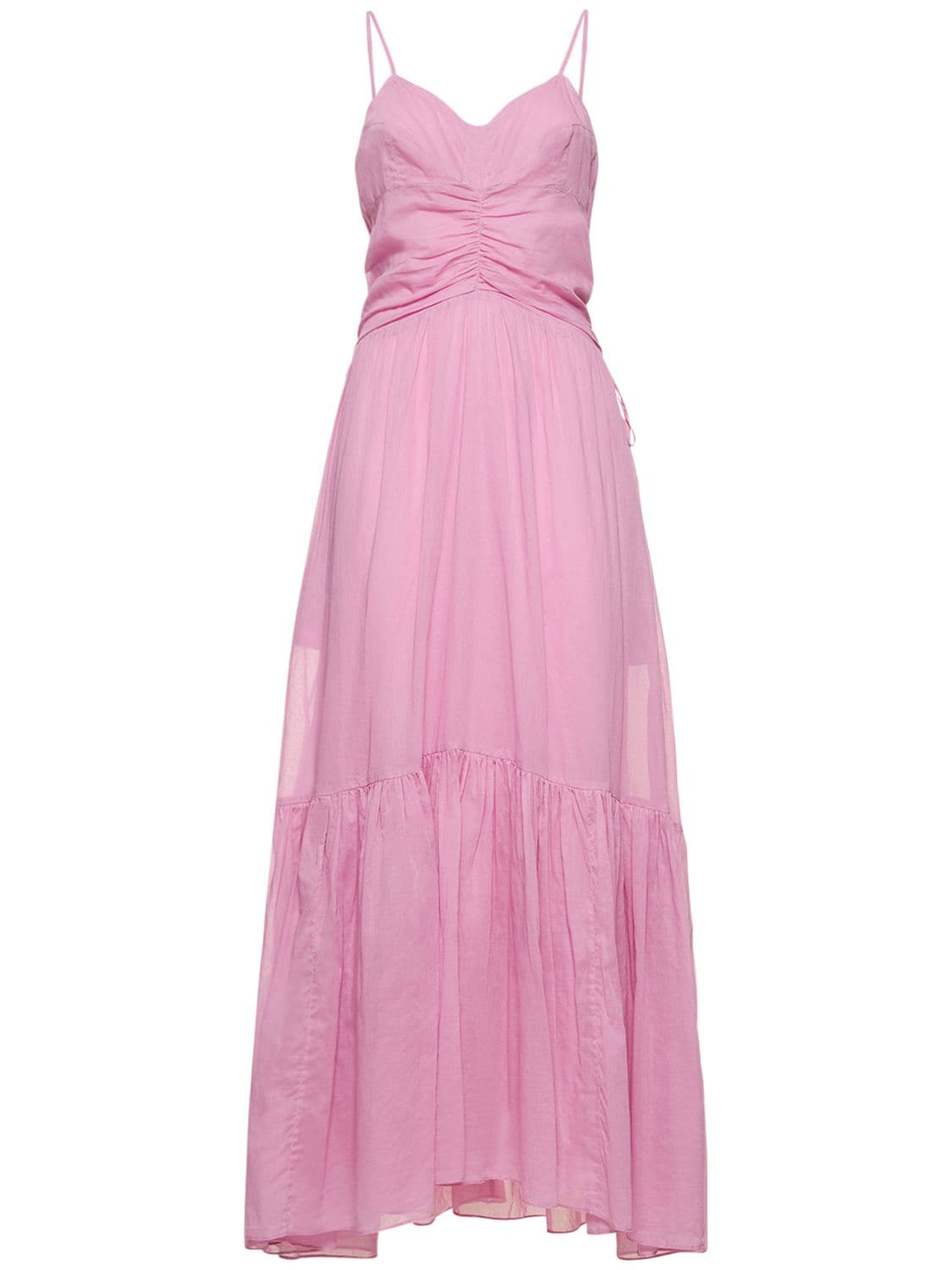 Shop Isabel Marant Étoile Giana Cotton Voile Long Dress In Lilac