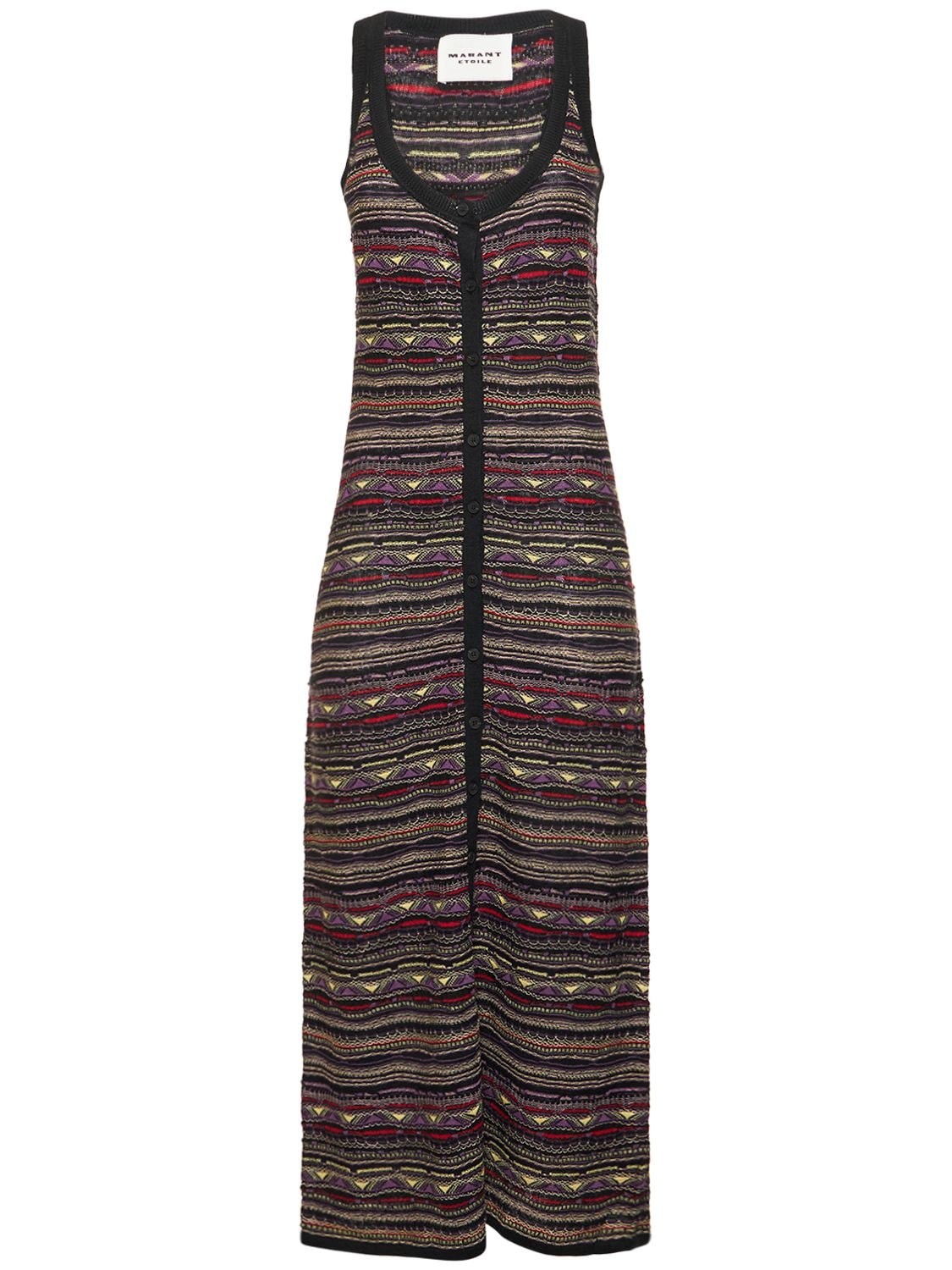 Isabel Marant Étoile Haro Knitted Linen Blend Midi Dress In Black,multi