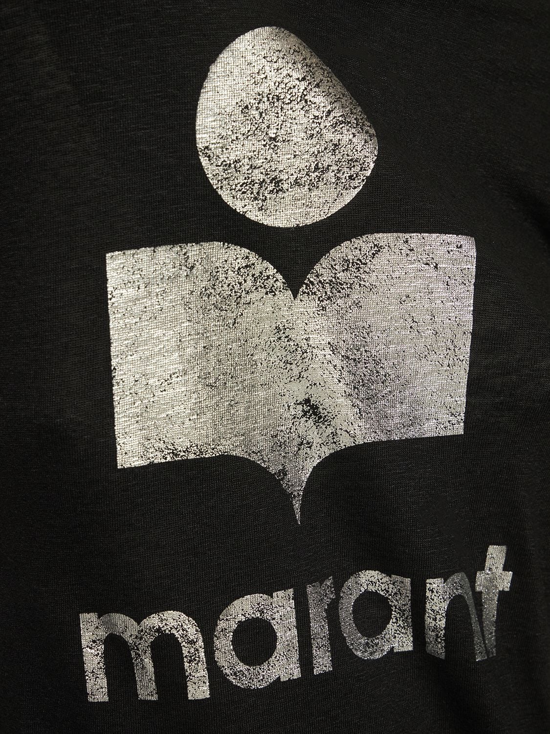 Shop Isabel Marant Étoile Koldi Logo Printed Linen T-shirt In Black