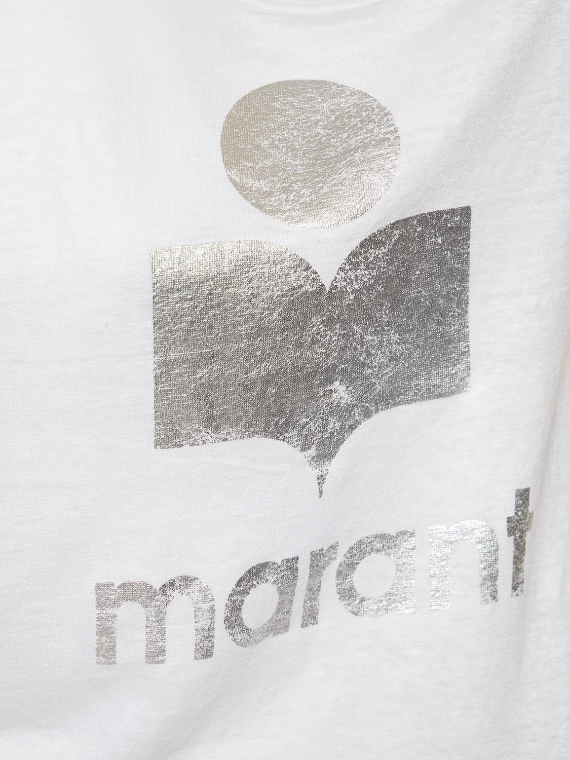 Shop Isabel Marant Étoile Koldi Logo Printed Linen T-shirt In White