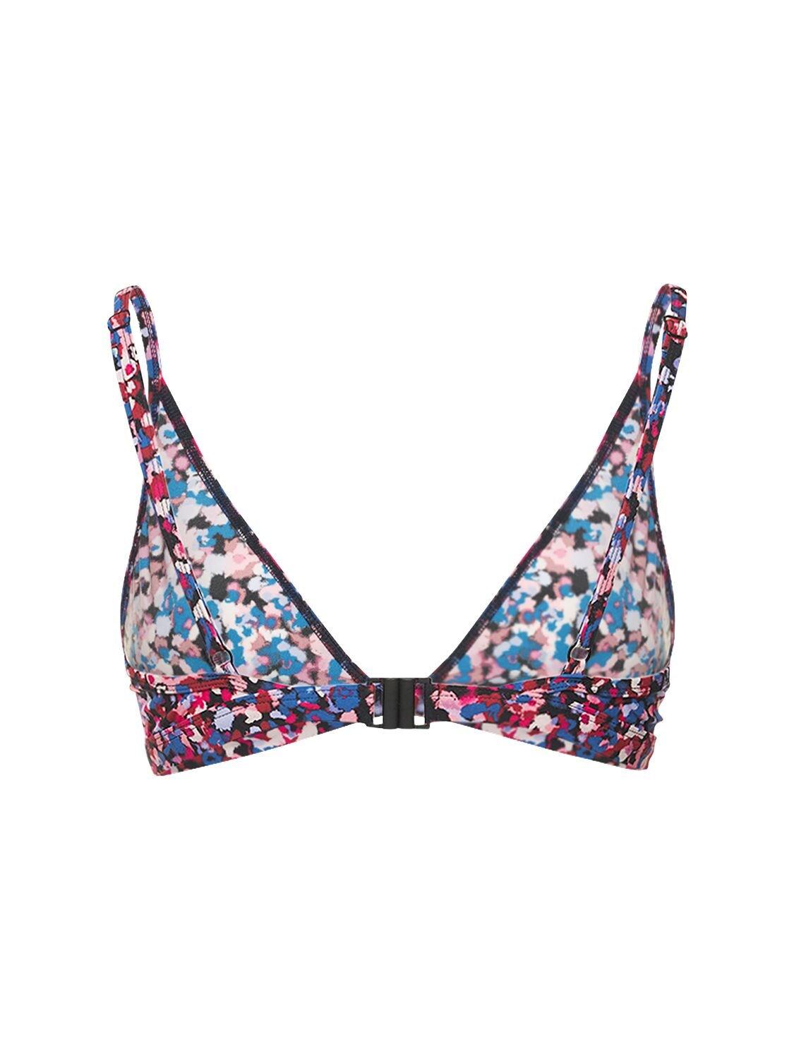 Shop Marant Etoile Niall Printed Triangle Bikini Top In Pink,blue