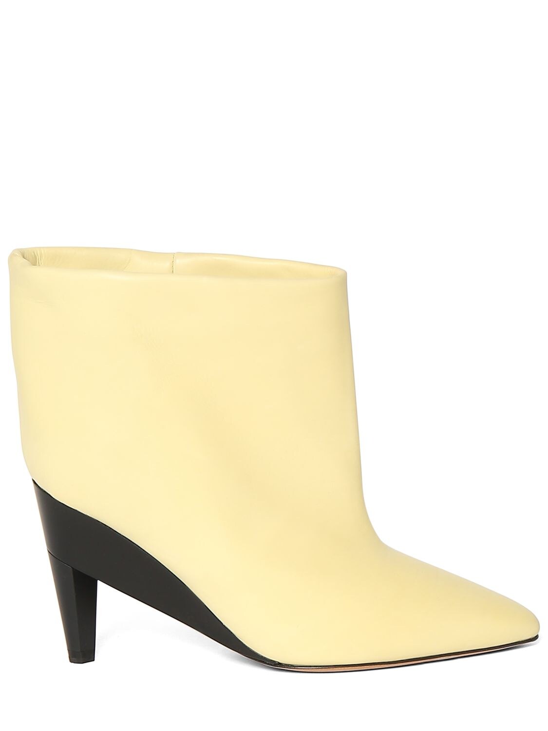 Isabel Marant 85mm Dylvee-ga Leather Ankle Boots In Light Yellow