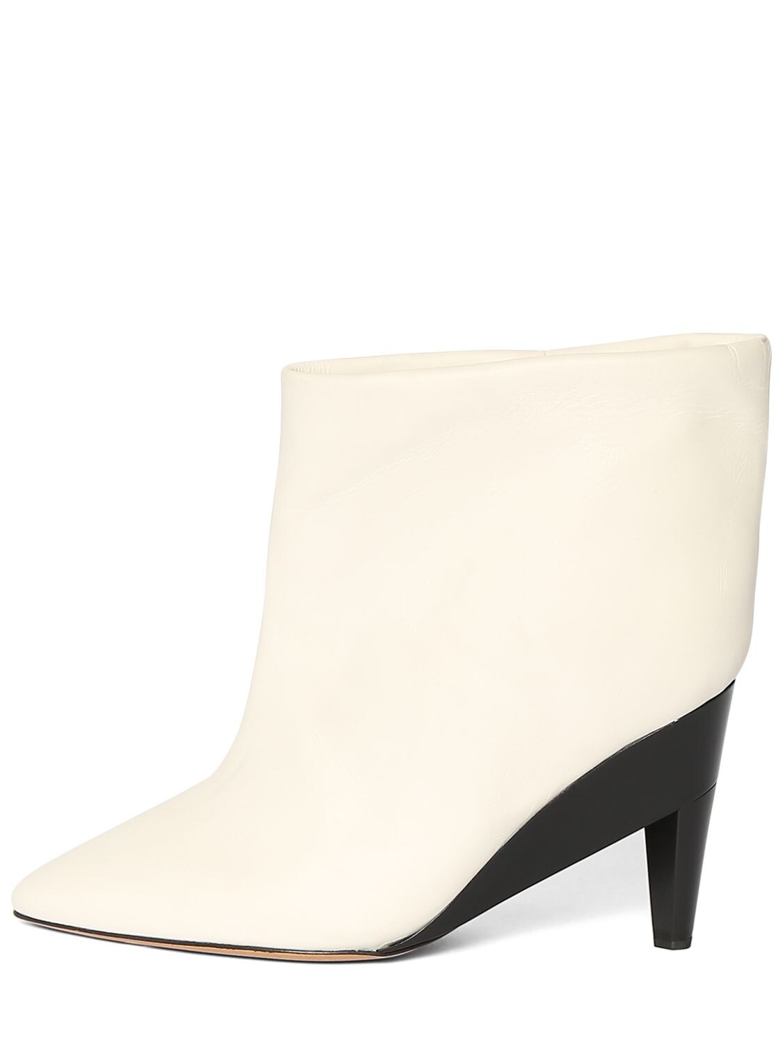 Isabel Marant 85mm Dylvee-ga Leather Ankle Boots In White