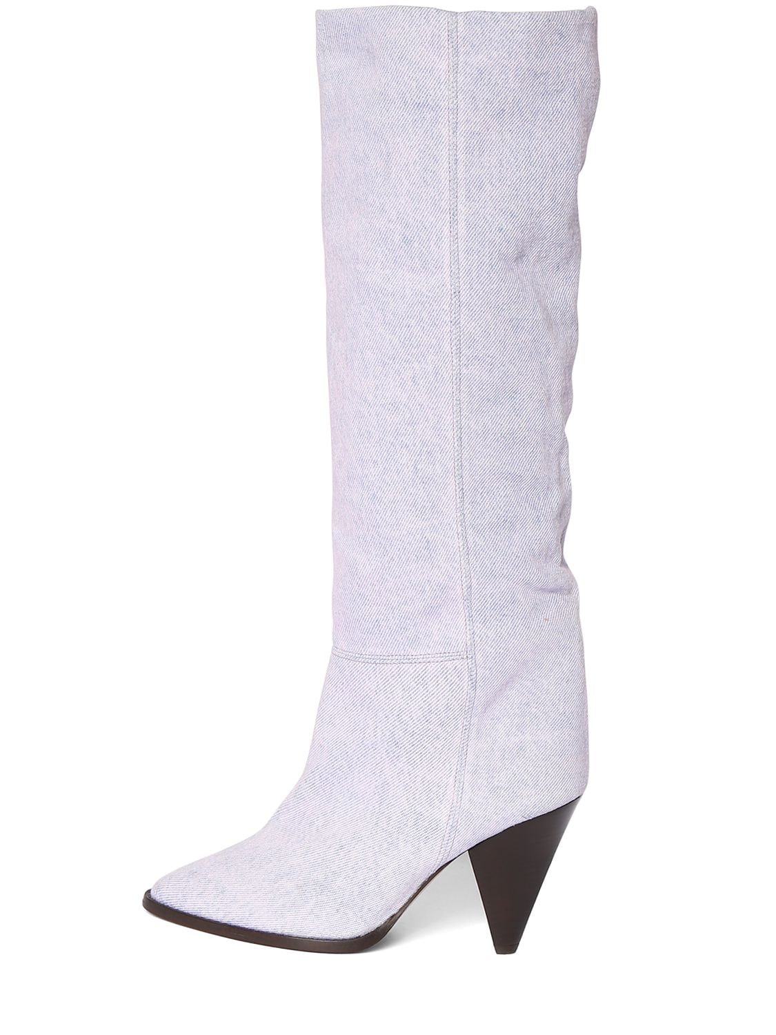 Isabel Marant 90mm Ririo-gb Denim Tall Boots In Lilac