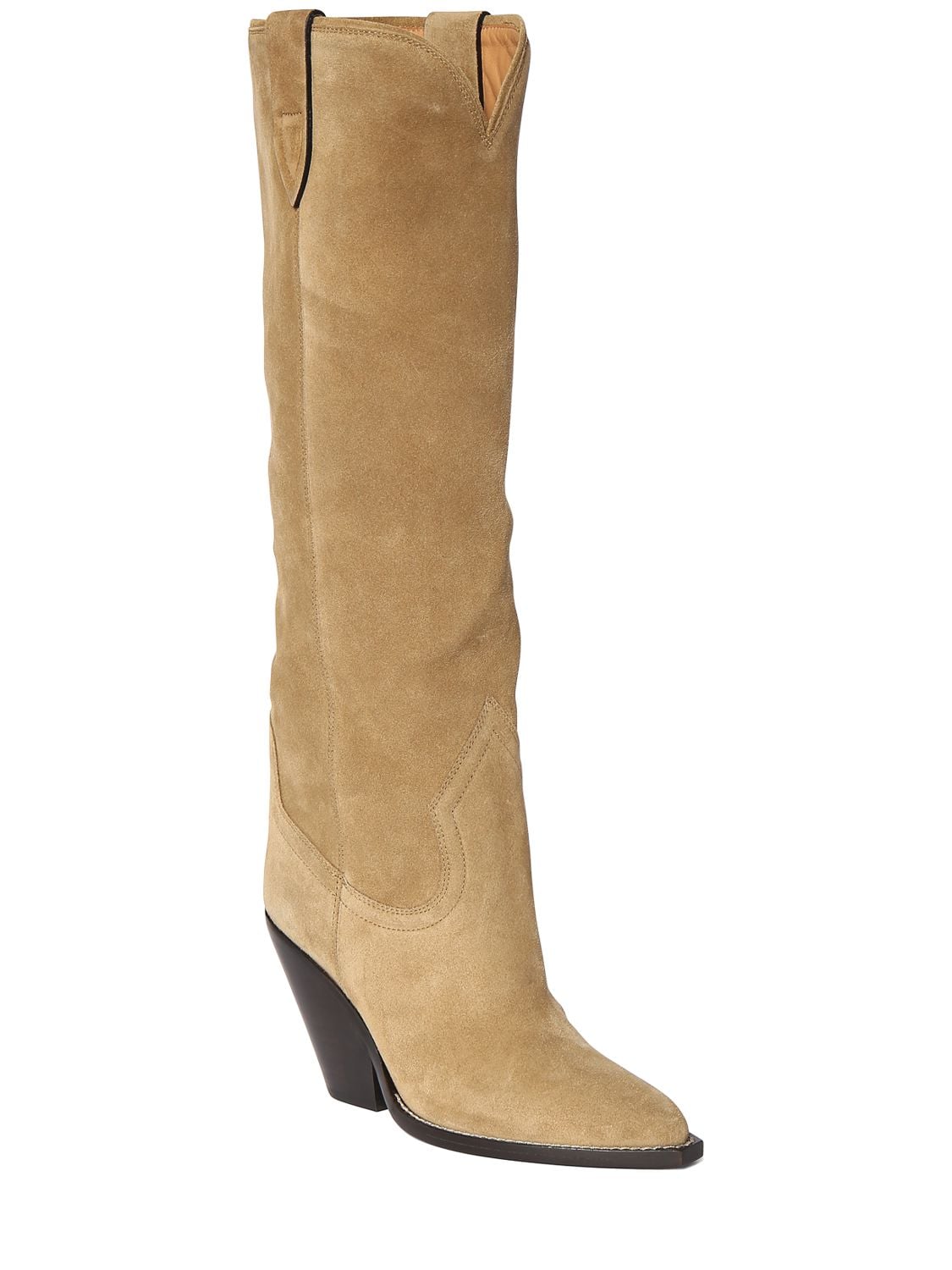 Shop Isabel Marant 90mm Lomero-gz Suede Tall Boots In Taupe