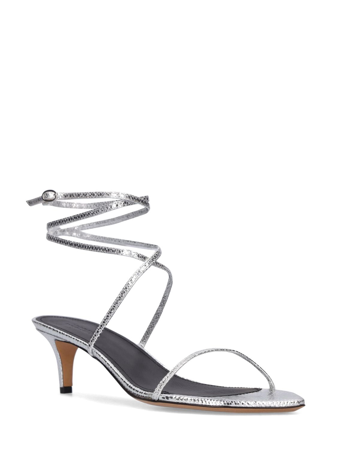 Shop Isabel Marant 50mm Aridee-gp0 Metallic Leather Sandals In Silver