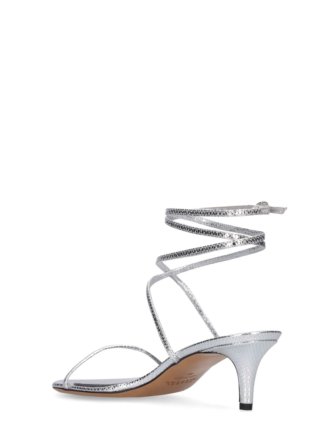 Shop Isabel Marant 50mm Aridee-gp0 Metallic Leather Sandals In Silver