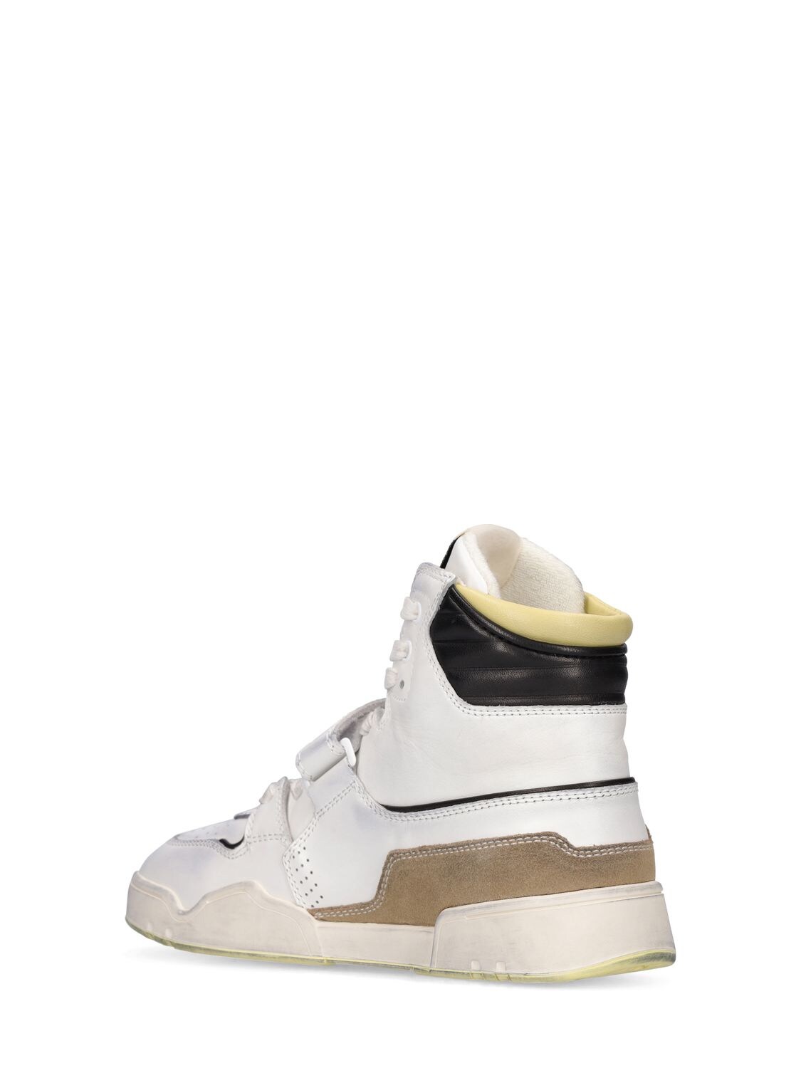 Shop Isabel Marant 10mm Alsee-gz Leather Sneakers In Black,yellow