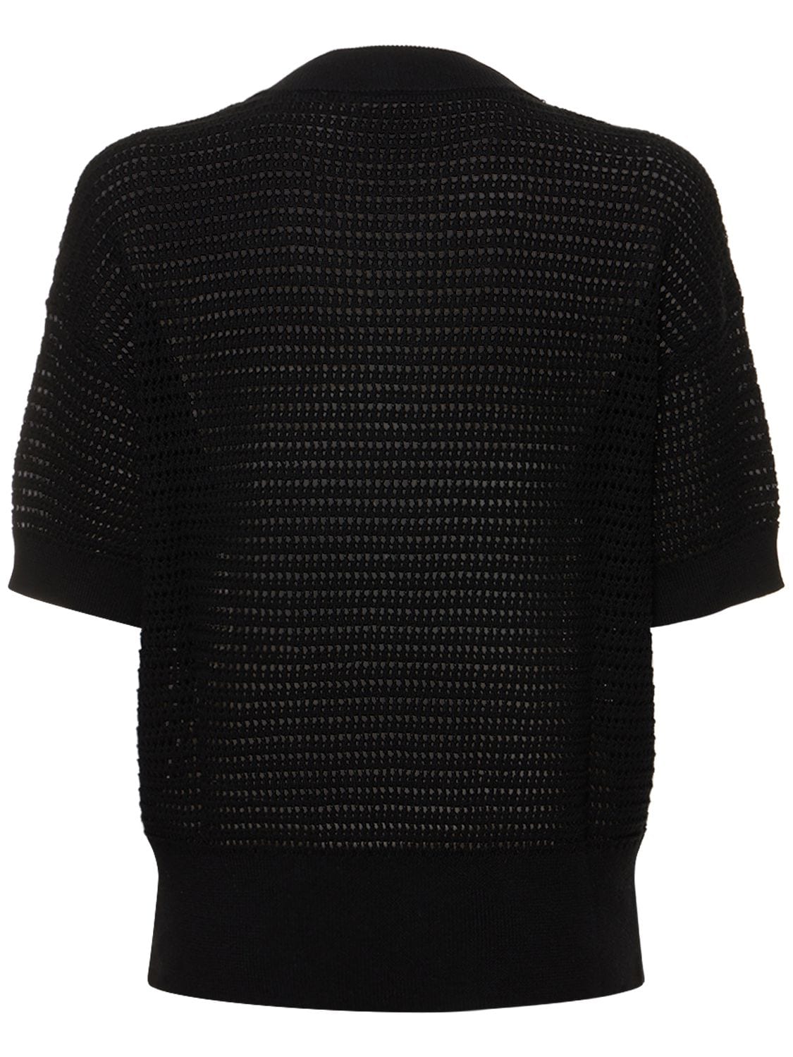 Shop Varley Callie Boxy Knit Polo In Black