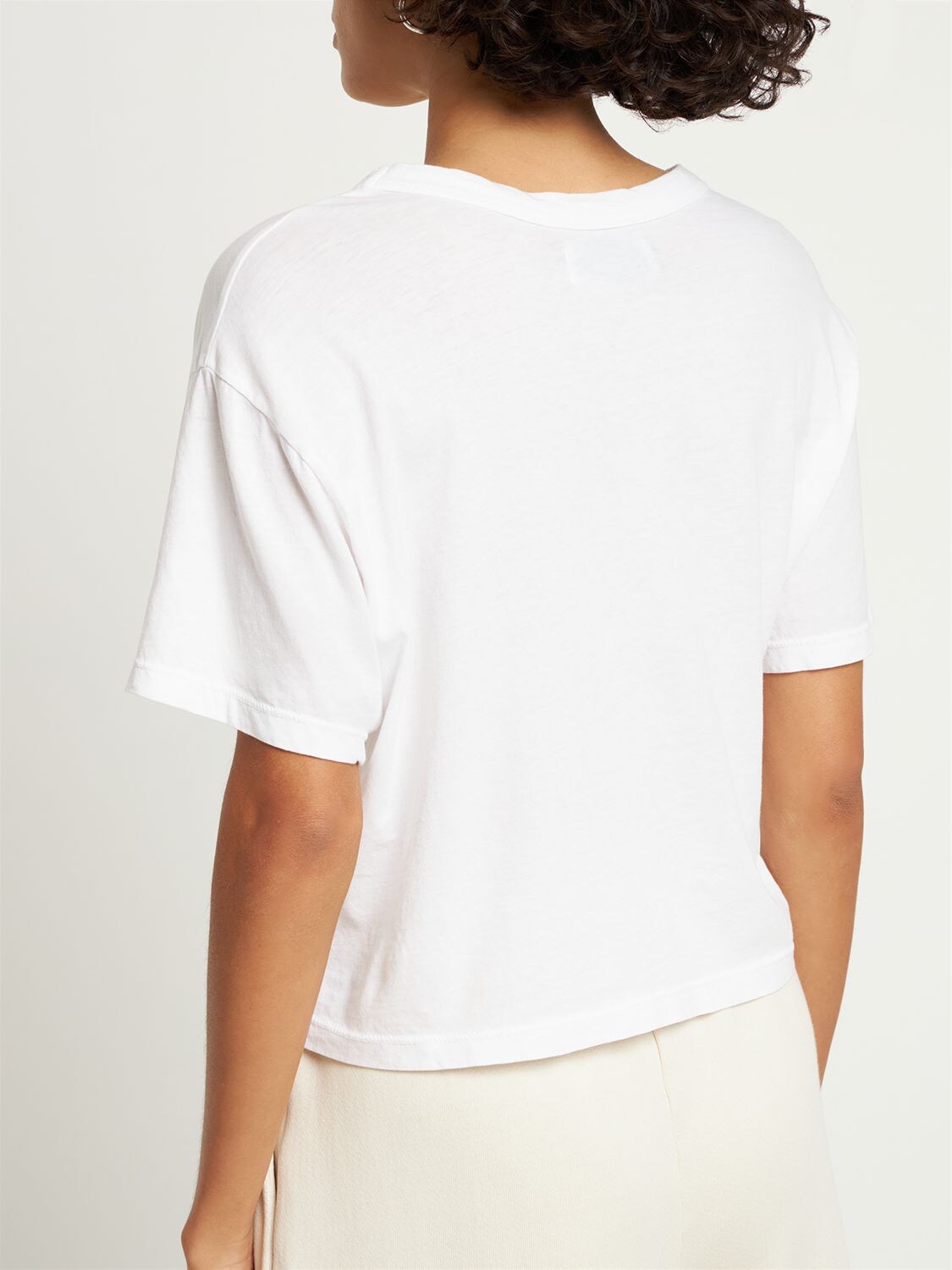 Shop Les Tien Crop Cotton T-shirt In White