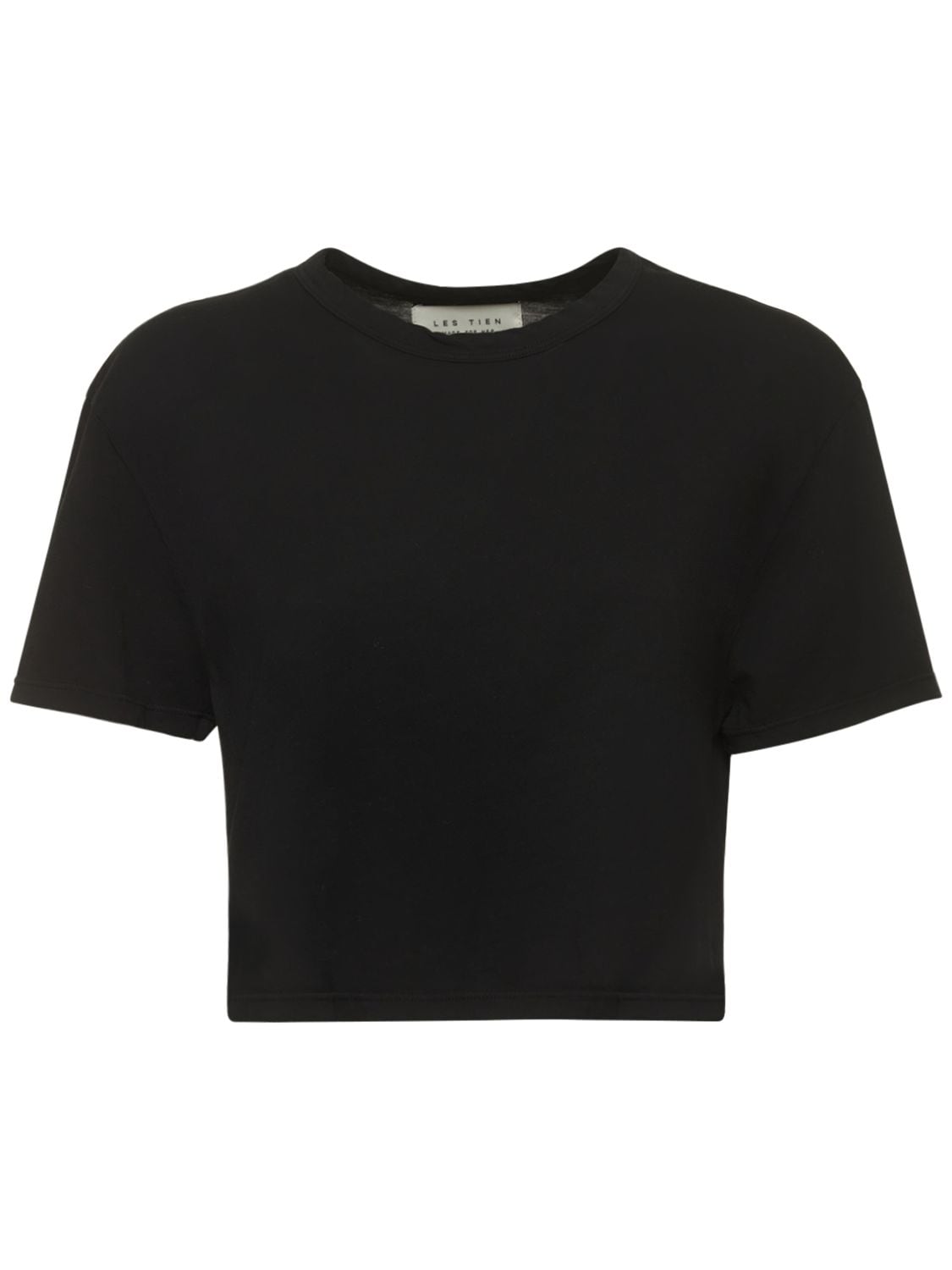 Les Tien Crop Cotton T-shirt In Black