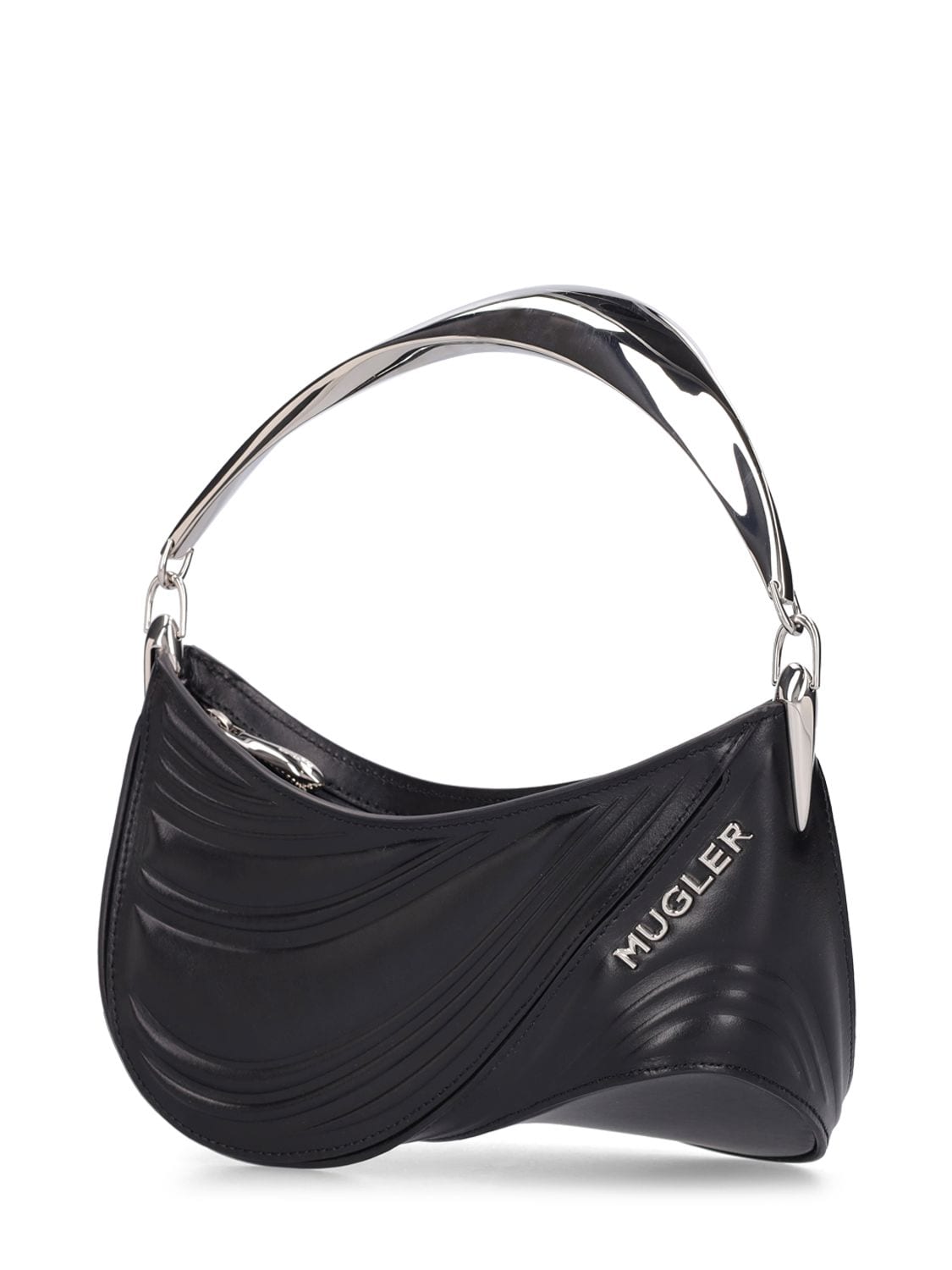 Shop Mugler Spiral Embossed Leather Pouch In Black