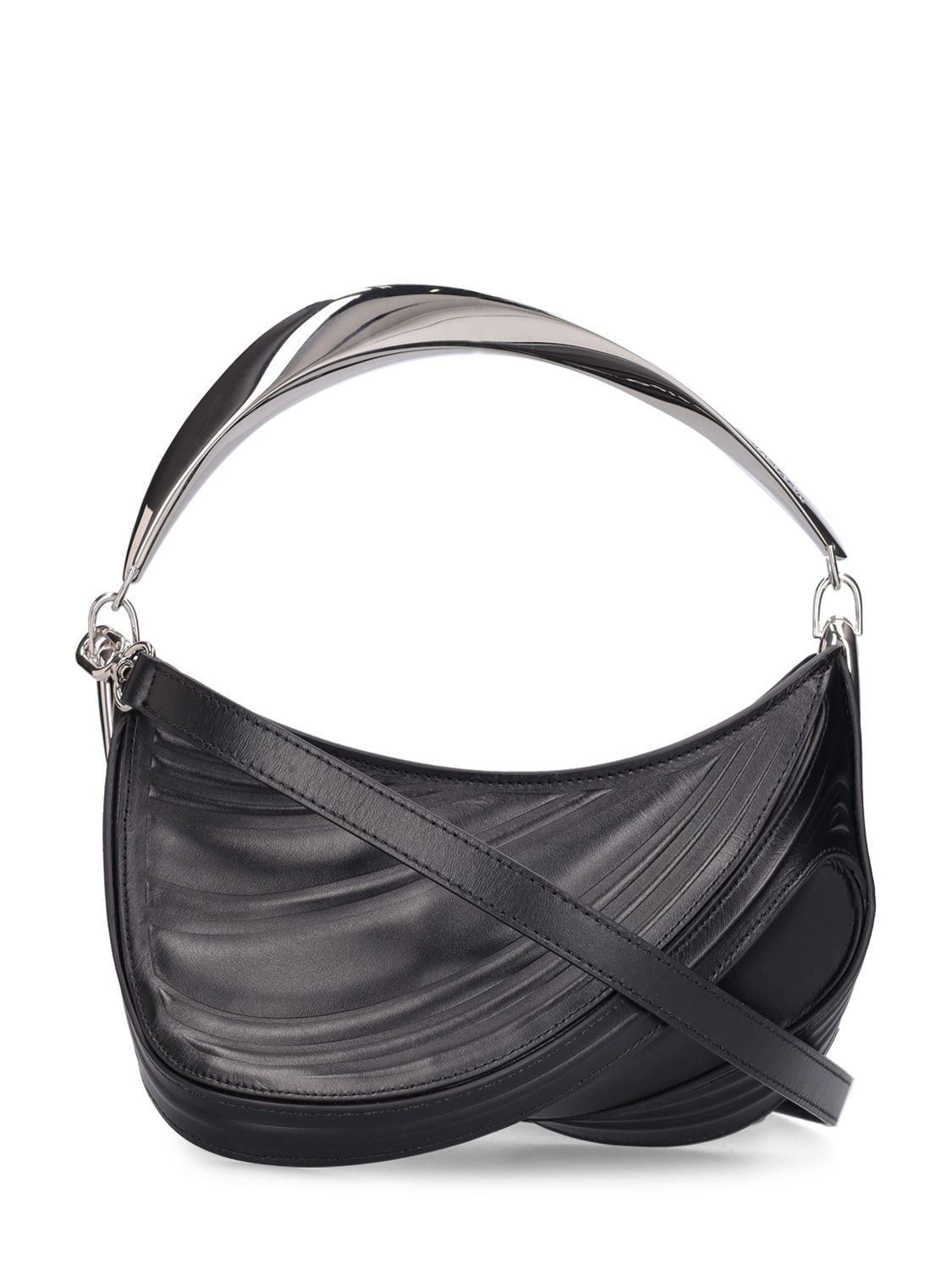 Shop Mugler Mini Embossed Leather Spiral Curve Bag In Black