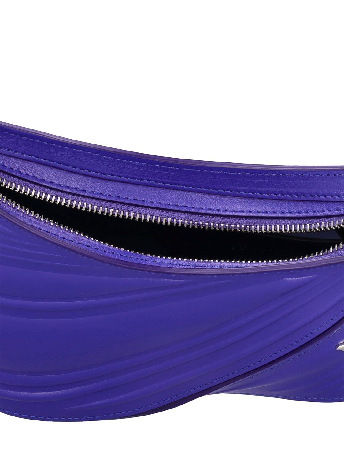 Shop Mugler Mini Embossed Leather Spiral Curve Bag In Ultra Blue