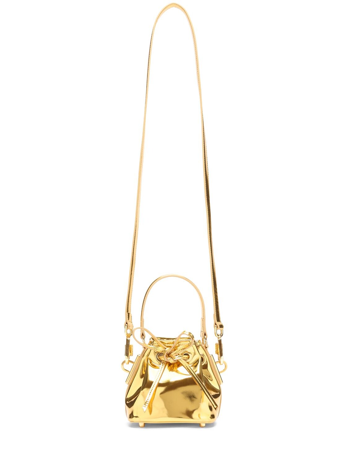 Alexandre Vauthier Mini Bbag Mirror Bucket Bag In Gold