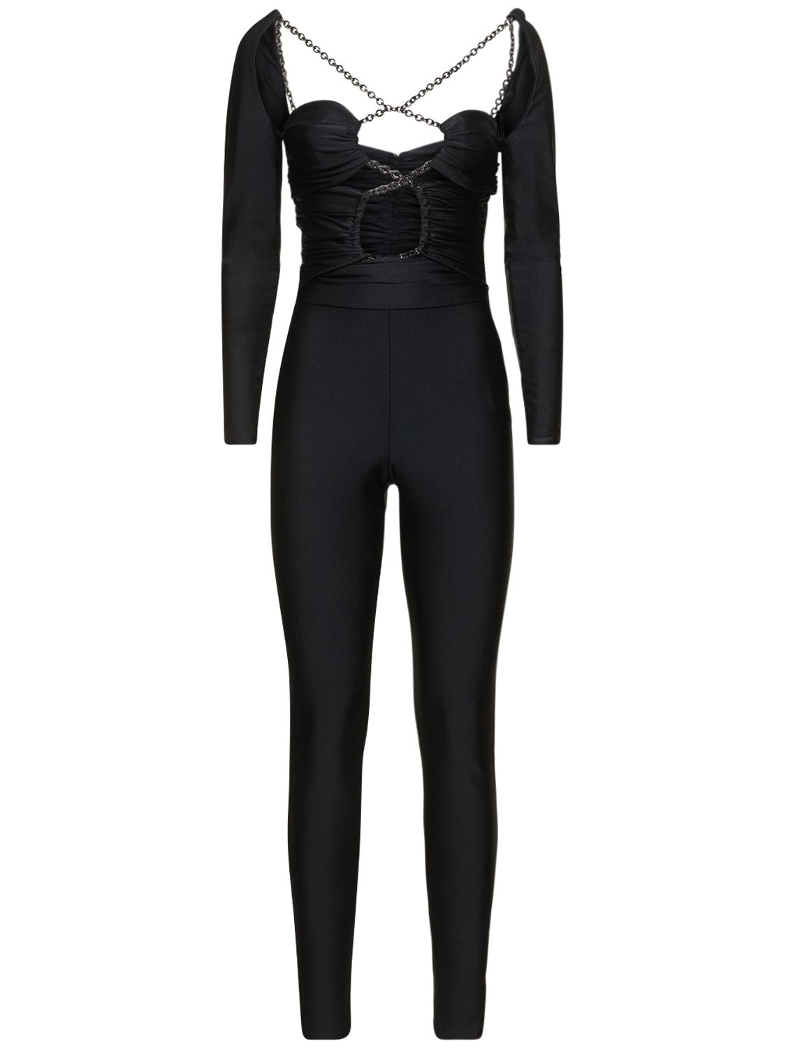 DUNDAS Holly Shiny Jersey Chain Jumpsuit