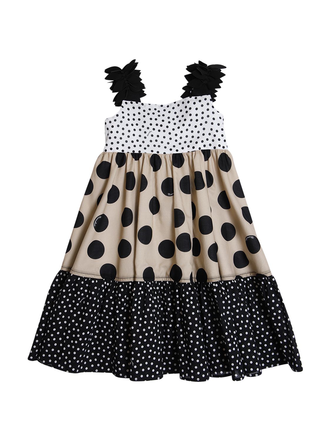Monnalisa Polka Dot Printed Cotton Muslin Dress In Multicolor