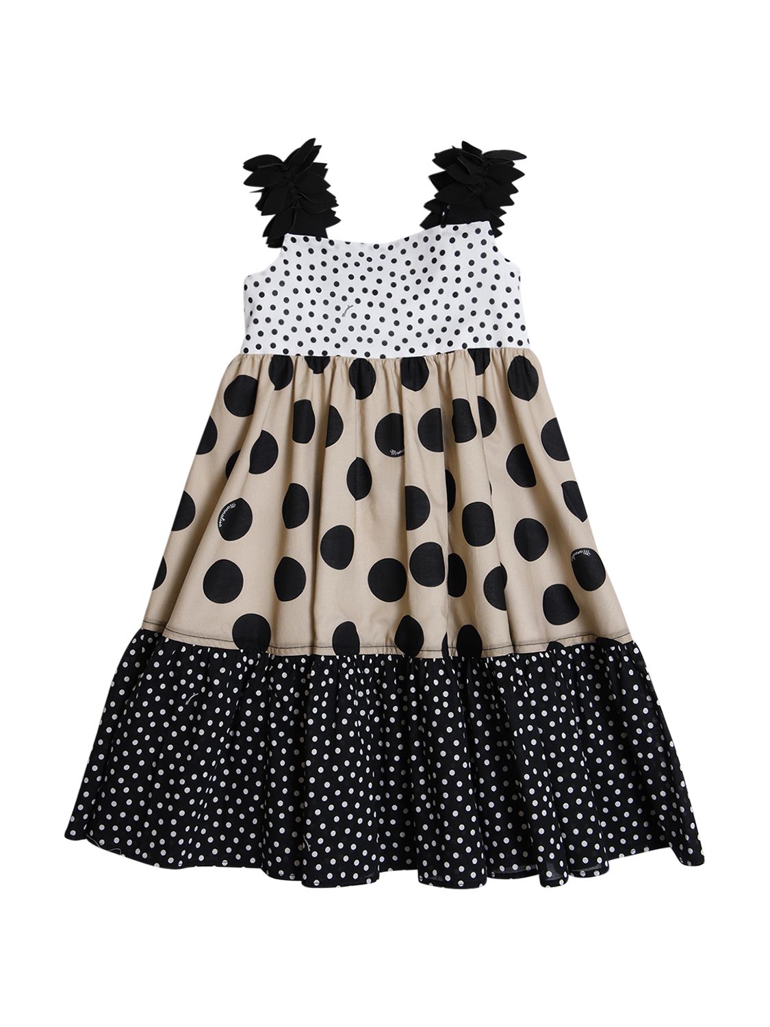 MONNALISA POLKA DOT PRINTED COTTON MUSLIN DRESS