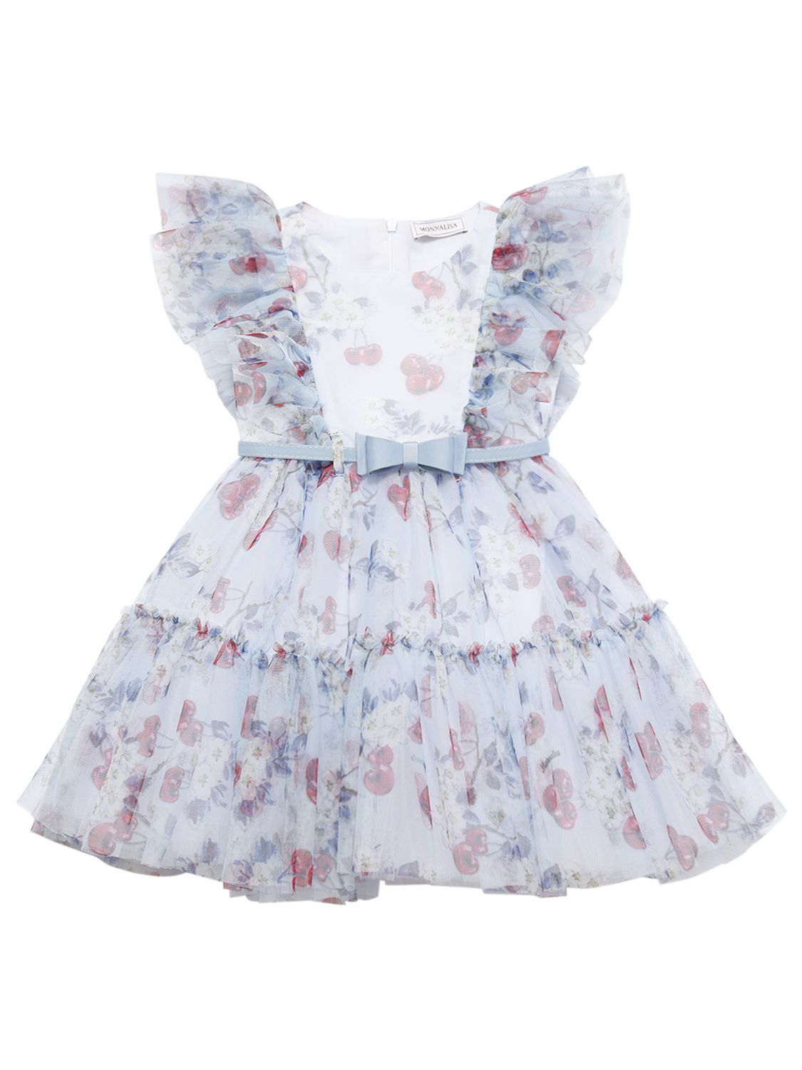 MONNALISA CHERRY PRINTED TULLE DRESS