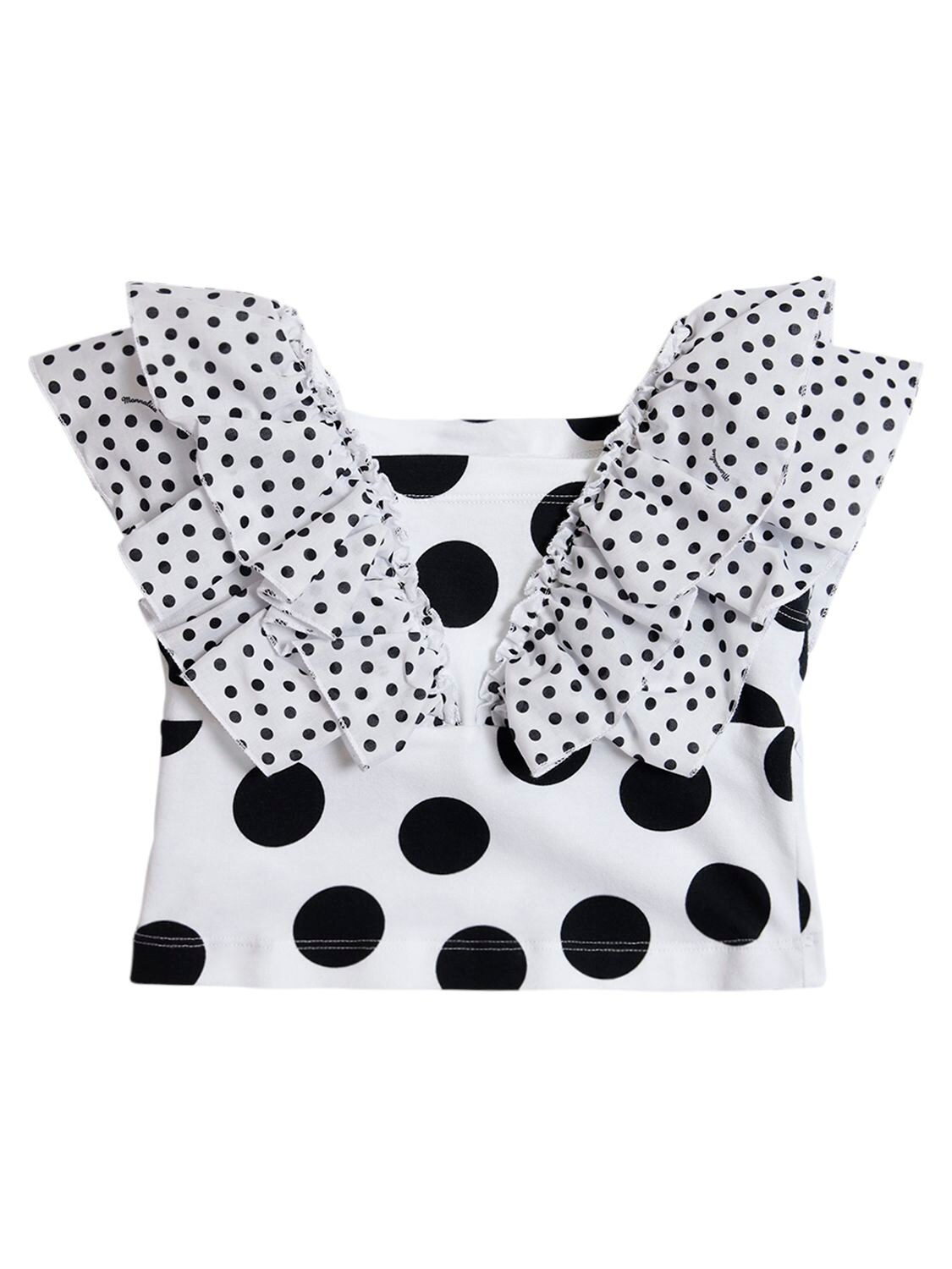 MONNALISA POLKA DOTS PRINT COTTON MUSLIN TOP