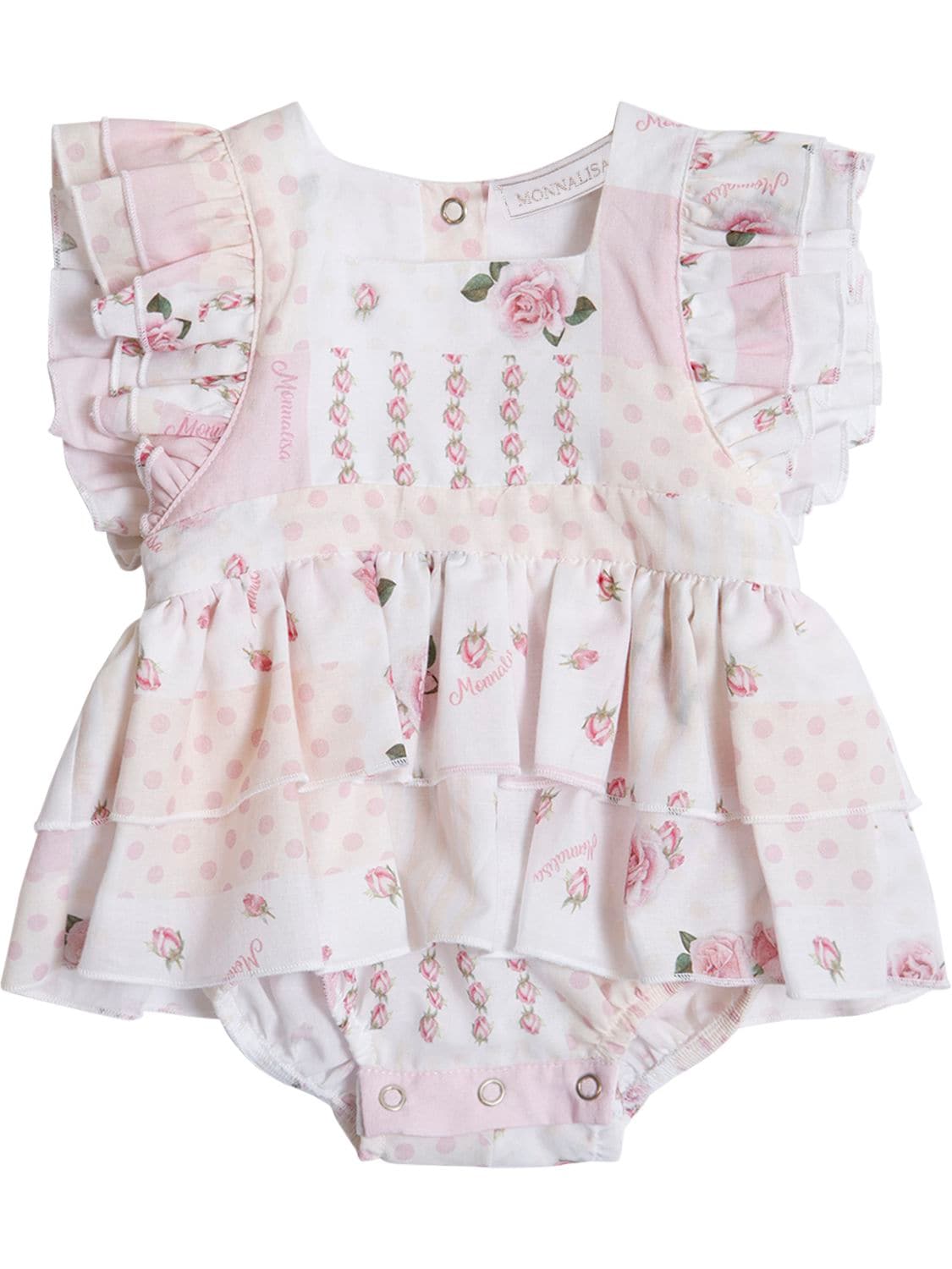 Monnalisa Babies' Printed Cotton Muslin Bodysuit In Multicolor