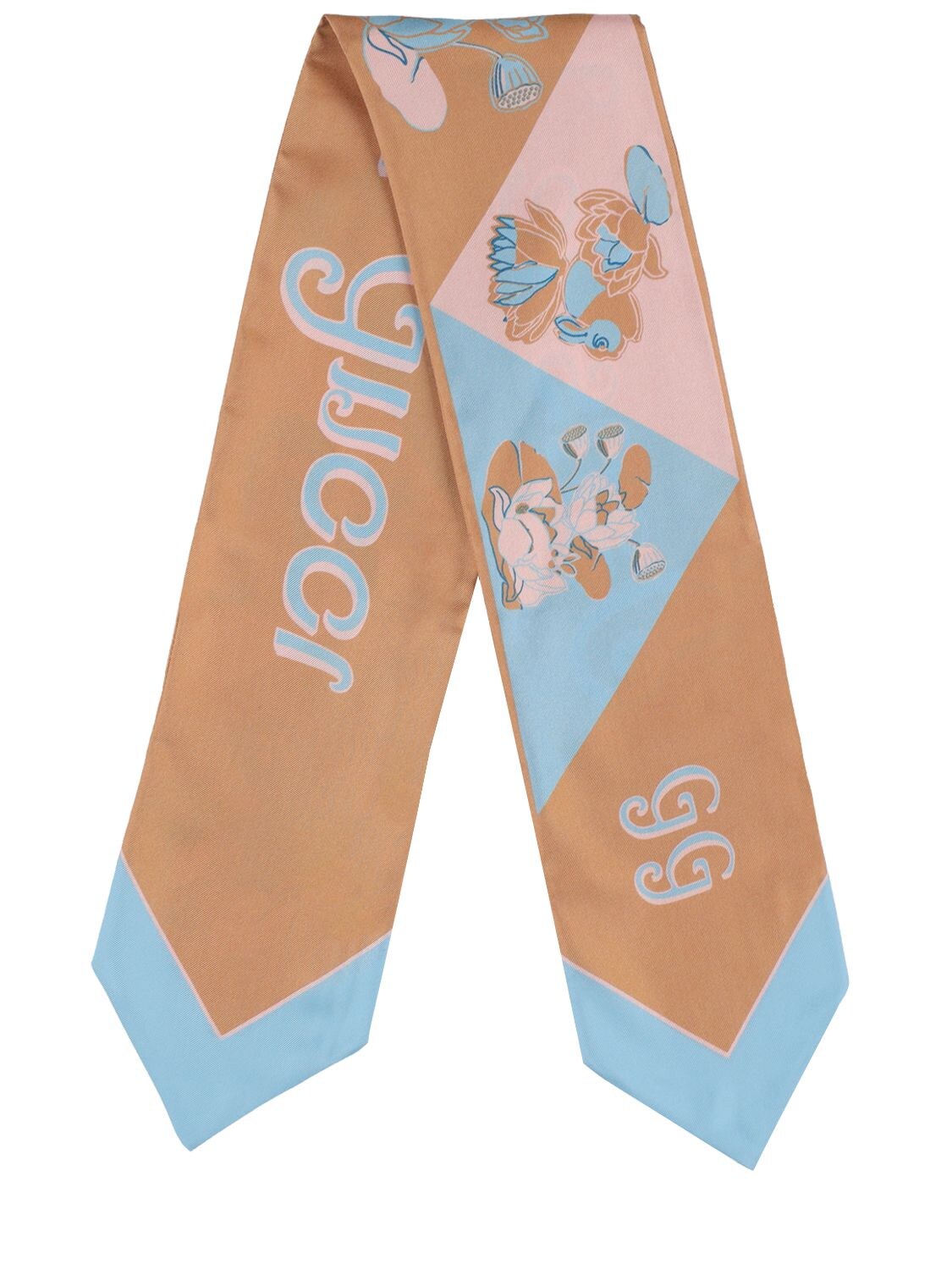 Rabbit Printed Silk Twill Bow Scarf