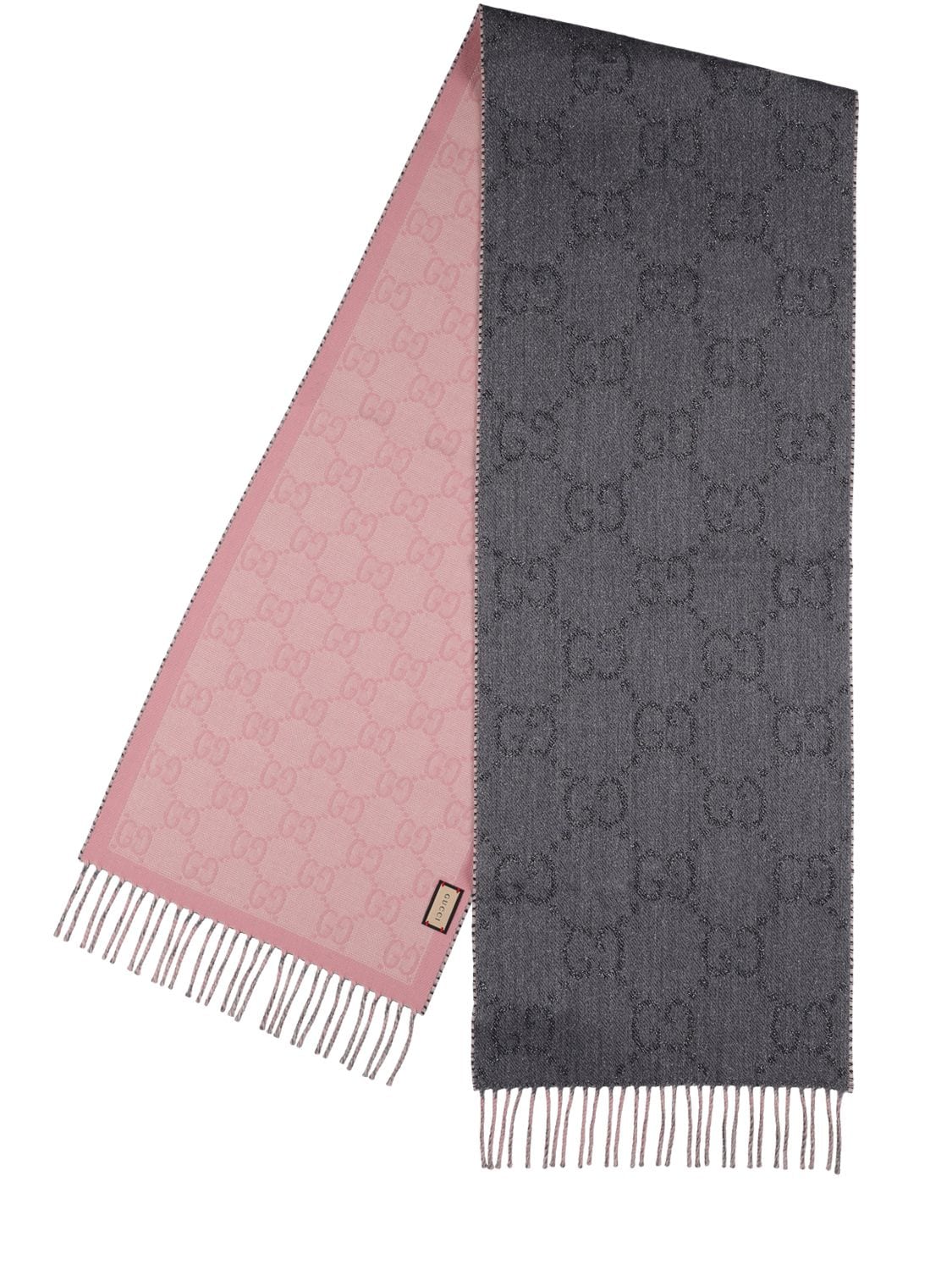Shop Gucci Gg Wool Blend Jacquard Scarf In Graphite