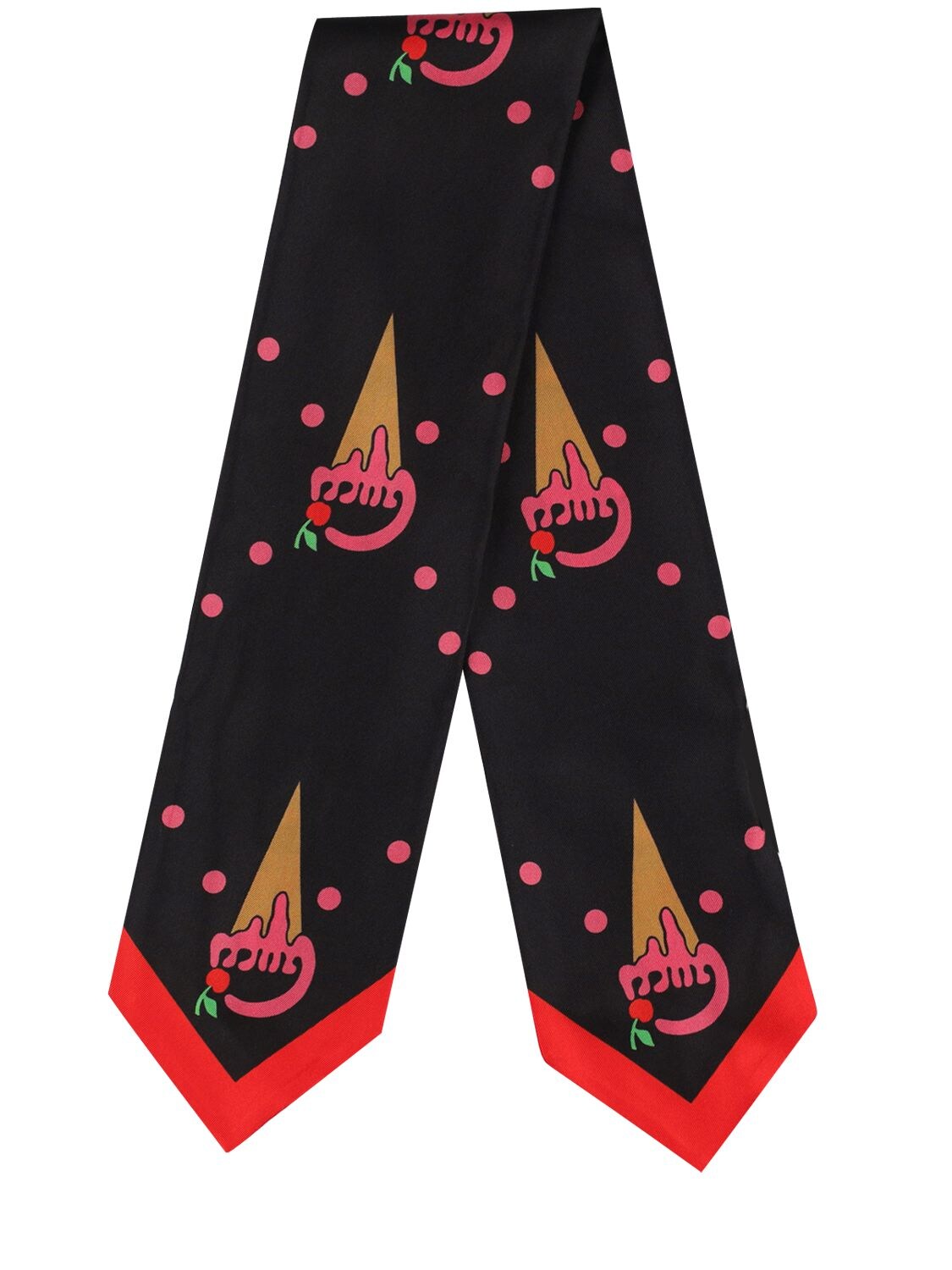 Printed Silk Bow Scarf