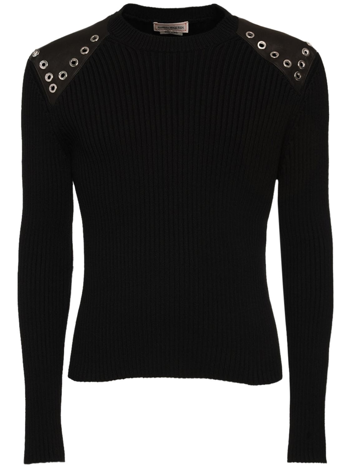 ALEXANDER MCQUEEN KNIT SWEATER W /LEATHER