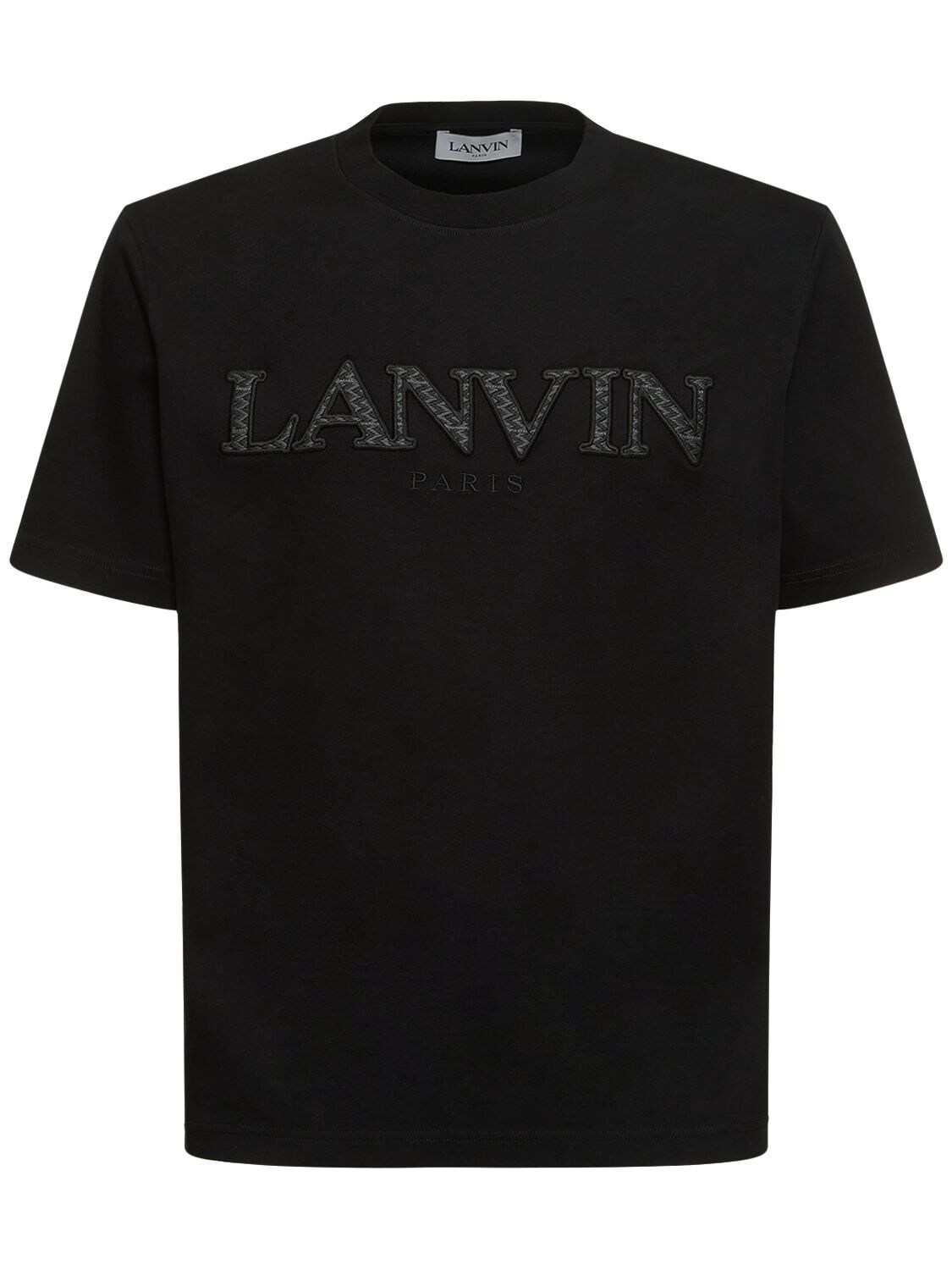 LANVIN CURB LOGO EMBROIDERY COTTON T-SHIRT