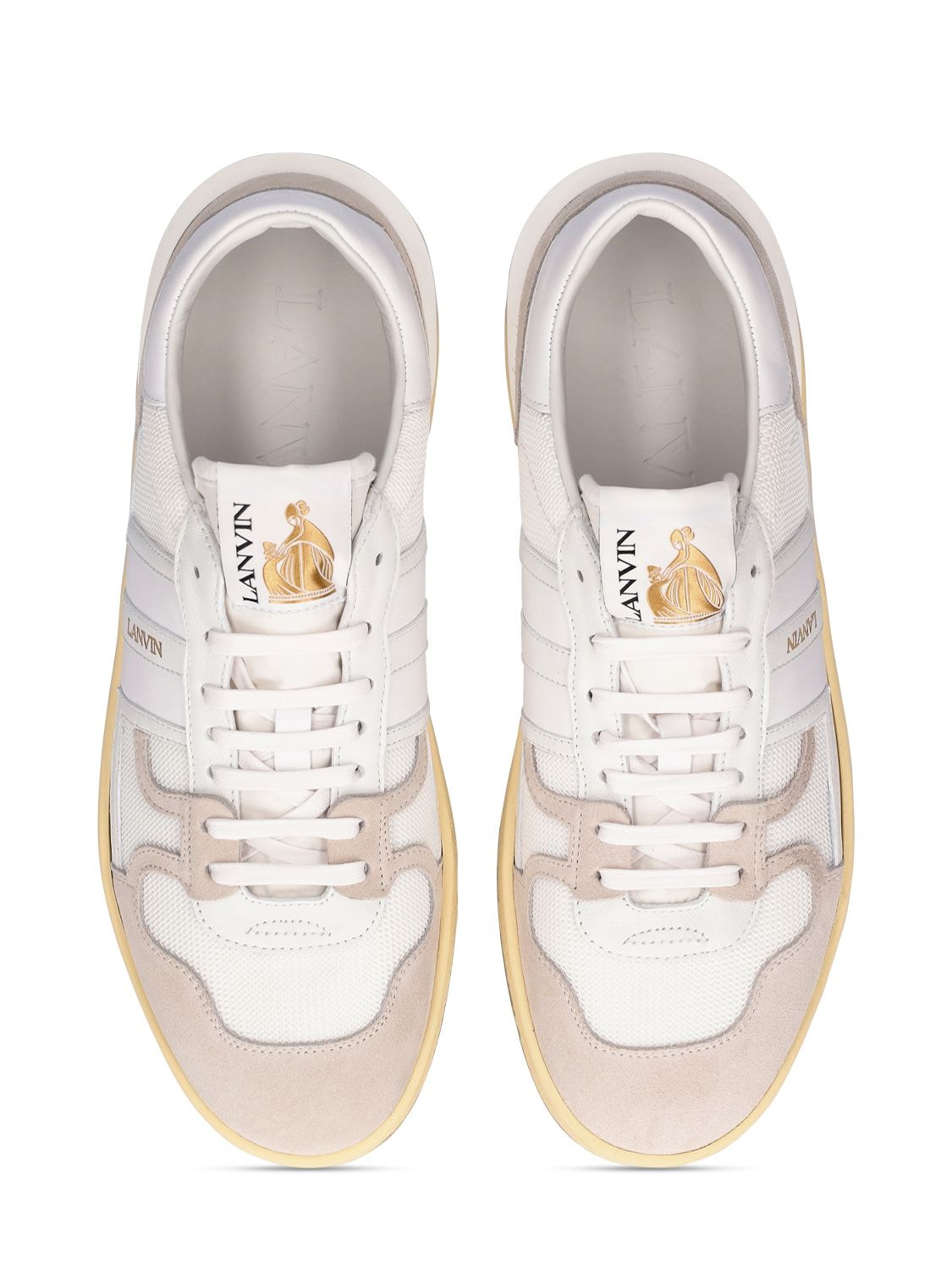 Shop Lanvin Clay Leather & Mesh Low-top Sneakers In White