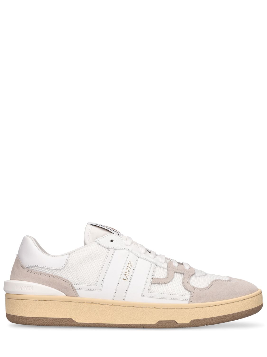 Lanvin Clay Leather & Mesh Low-top Sneakers In White