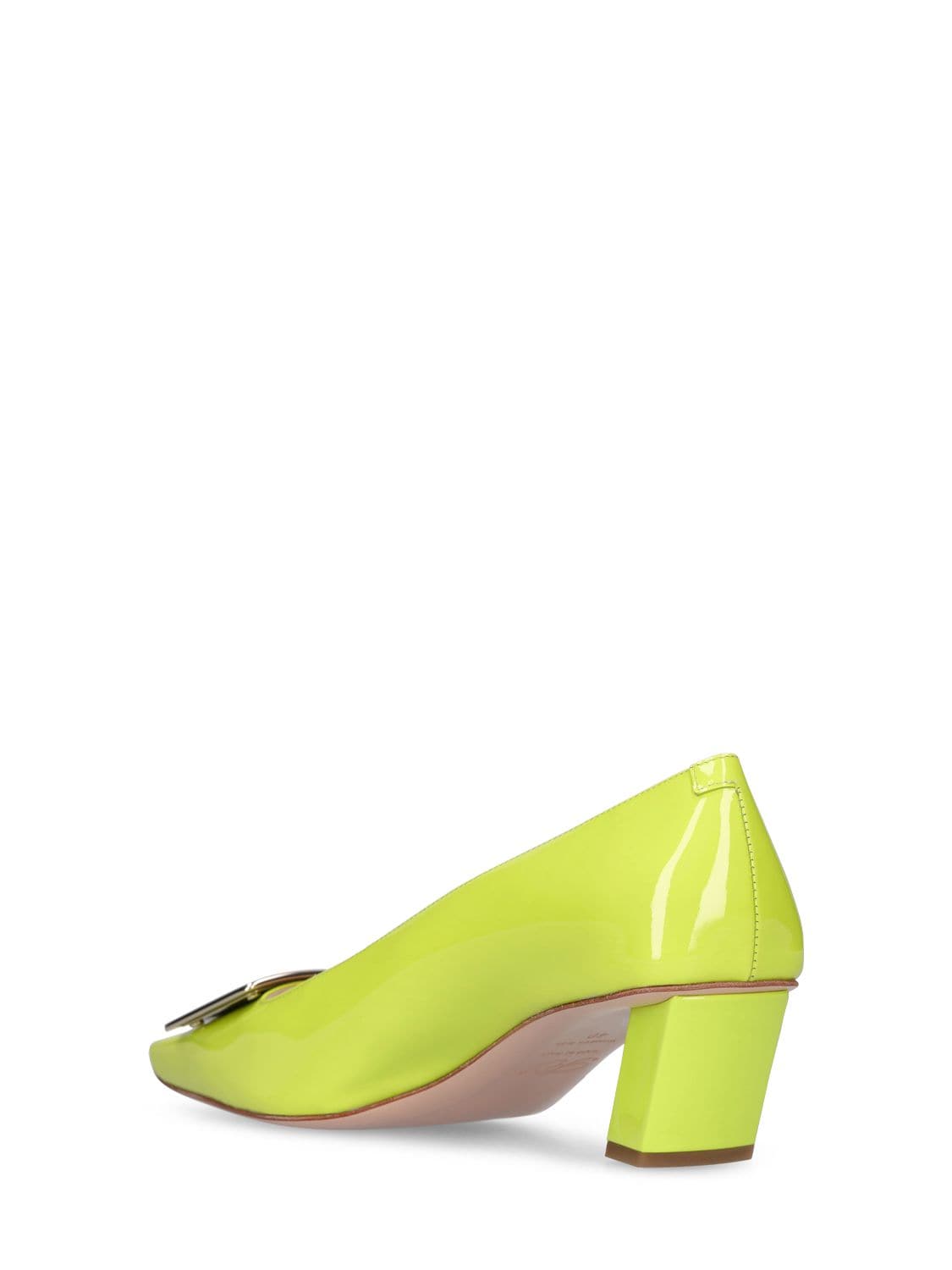 Shop Roger Vivier 45mm Belle Vivier Patent Leather Pumps In Neon Green