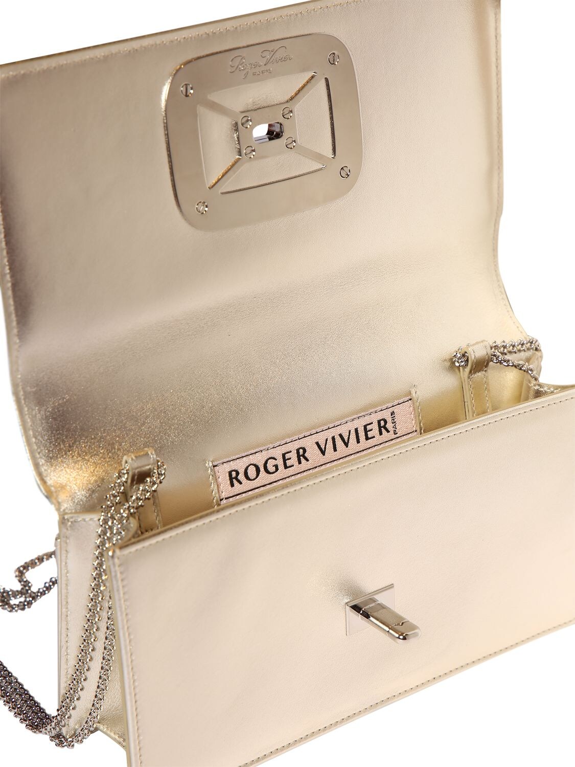 Shop Roger Vivier Mini Viv Choc Jewel Clutch In Gold