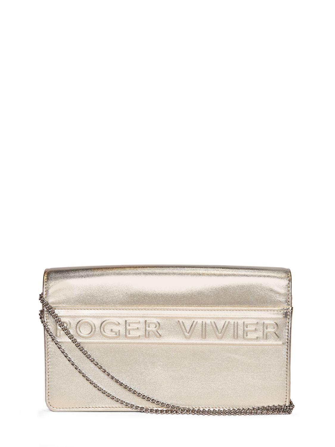 Shop Roger Vivier Mini Viv Choc Jewel Clutch In Gold