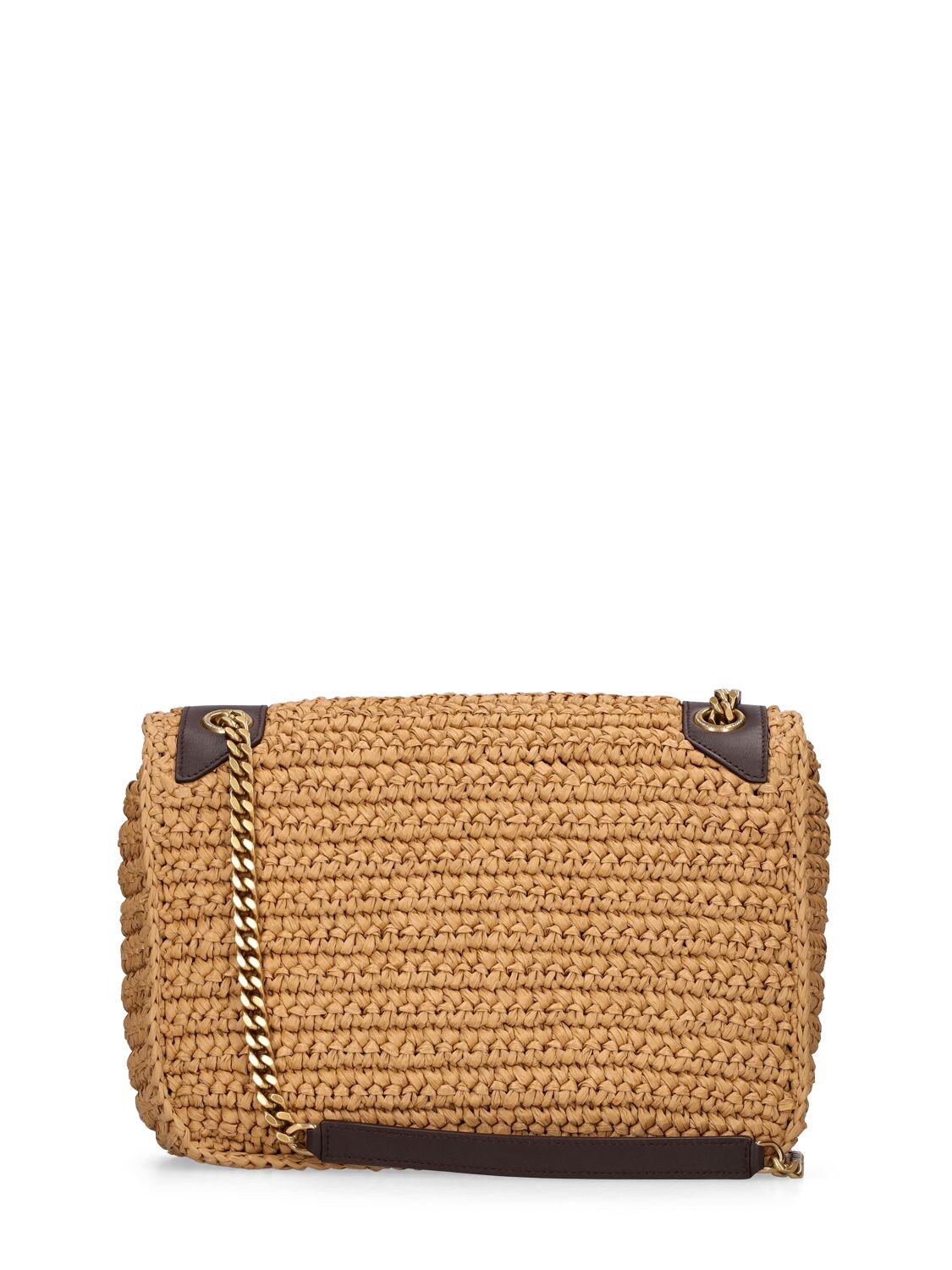 Shop Saint Laurent Medium Niki Raffia Shoulder Bag In Natural