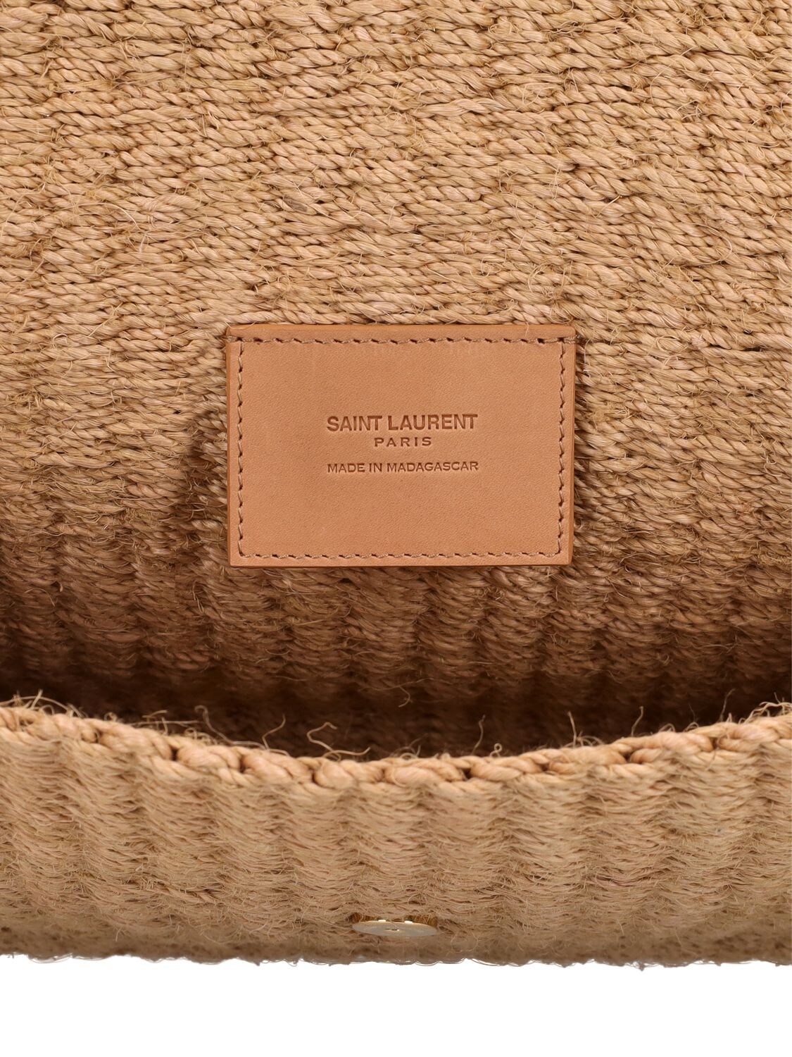 Shop Saint Laurent Medium Kate Raffia Shoulder Bag In Natural