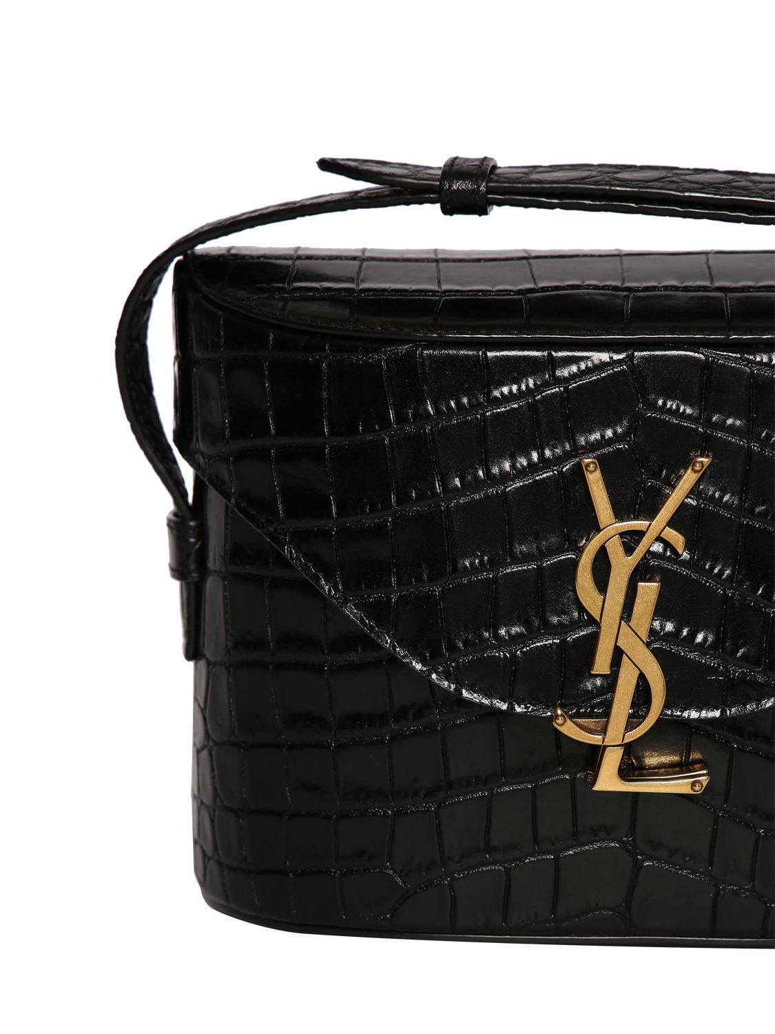 Shop Saint Laurent June Leather Shoulder Bag In Black