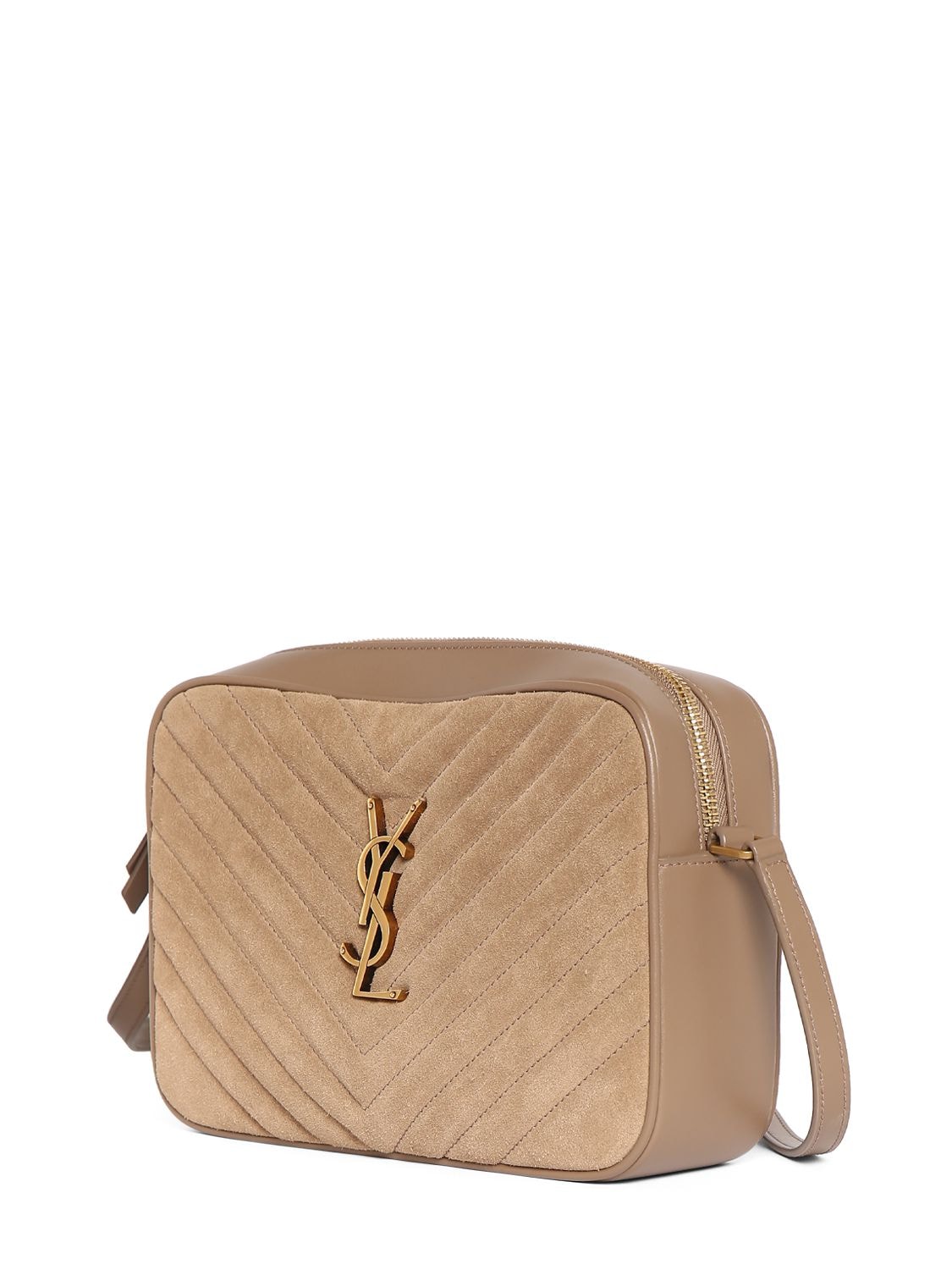 Saint Laurent Medium Lou Monogram Leather Camera Bag Taupe