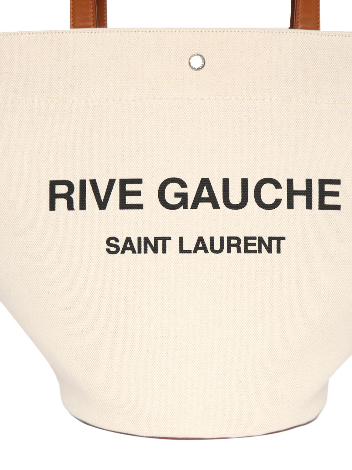 Saint Laurent Rive Gauche Logo Canvas Tote In Greggio