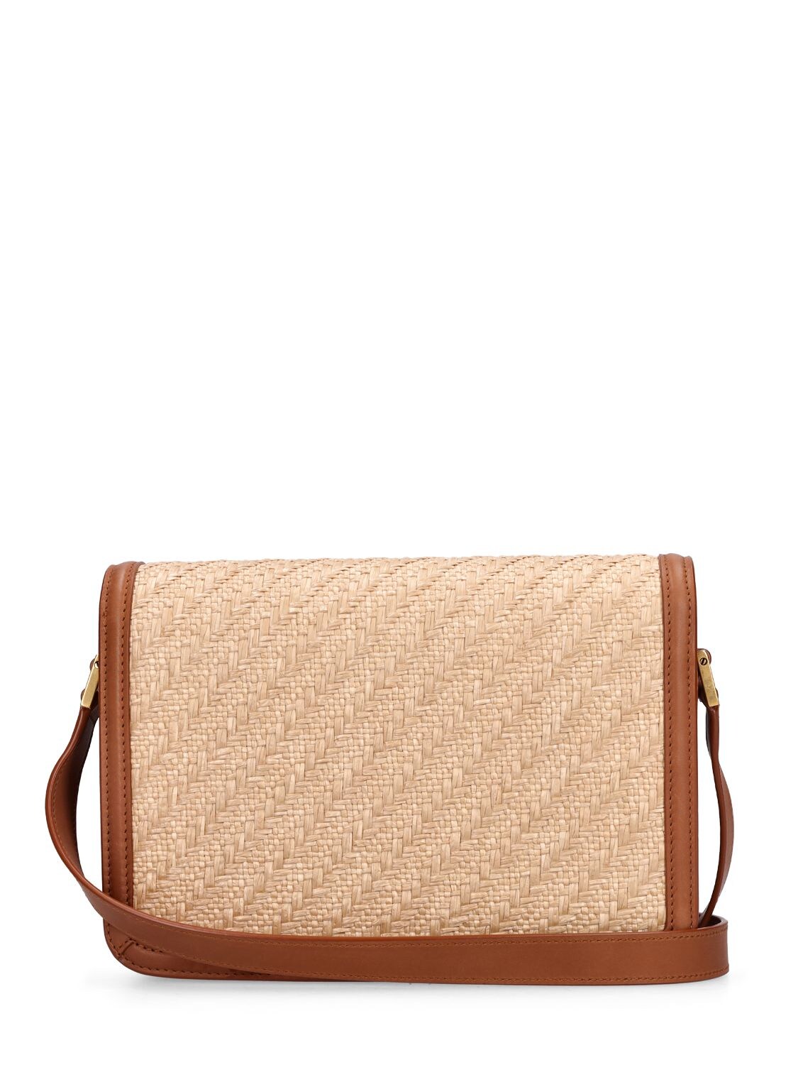 Shop Saint Laurent Medium Solferino Raffia Shoulder Bag In Natural