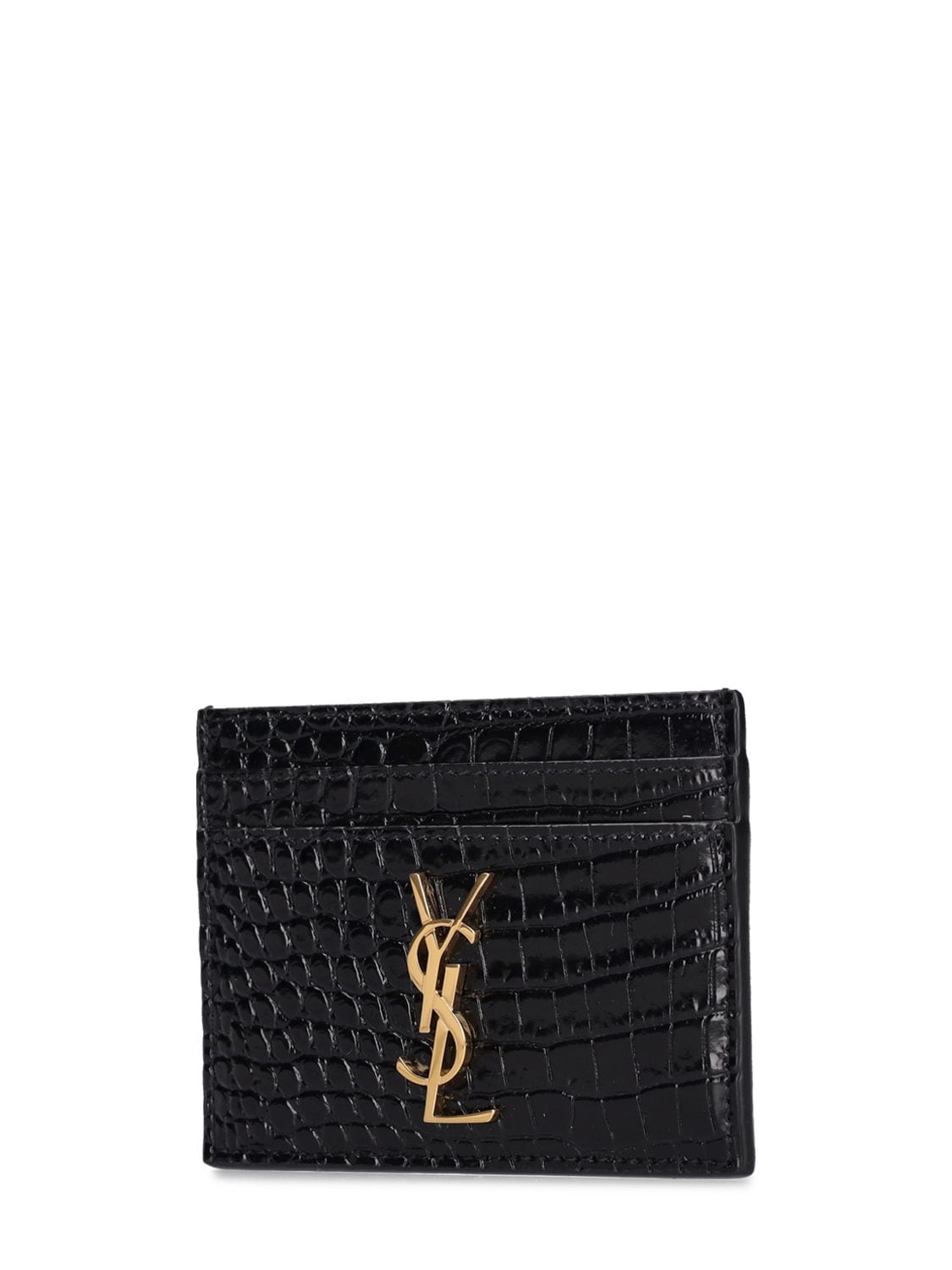 Black YSL-monogram leather cardholder, Saint Laurent